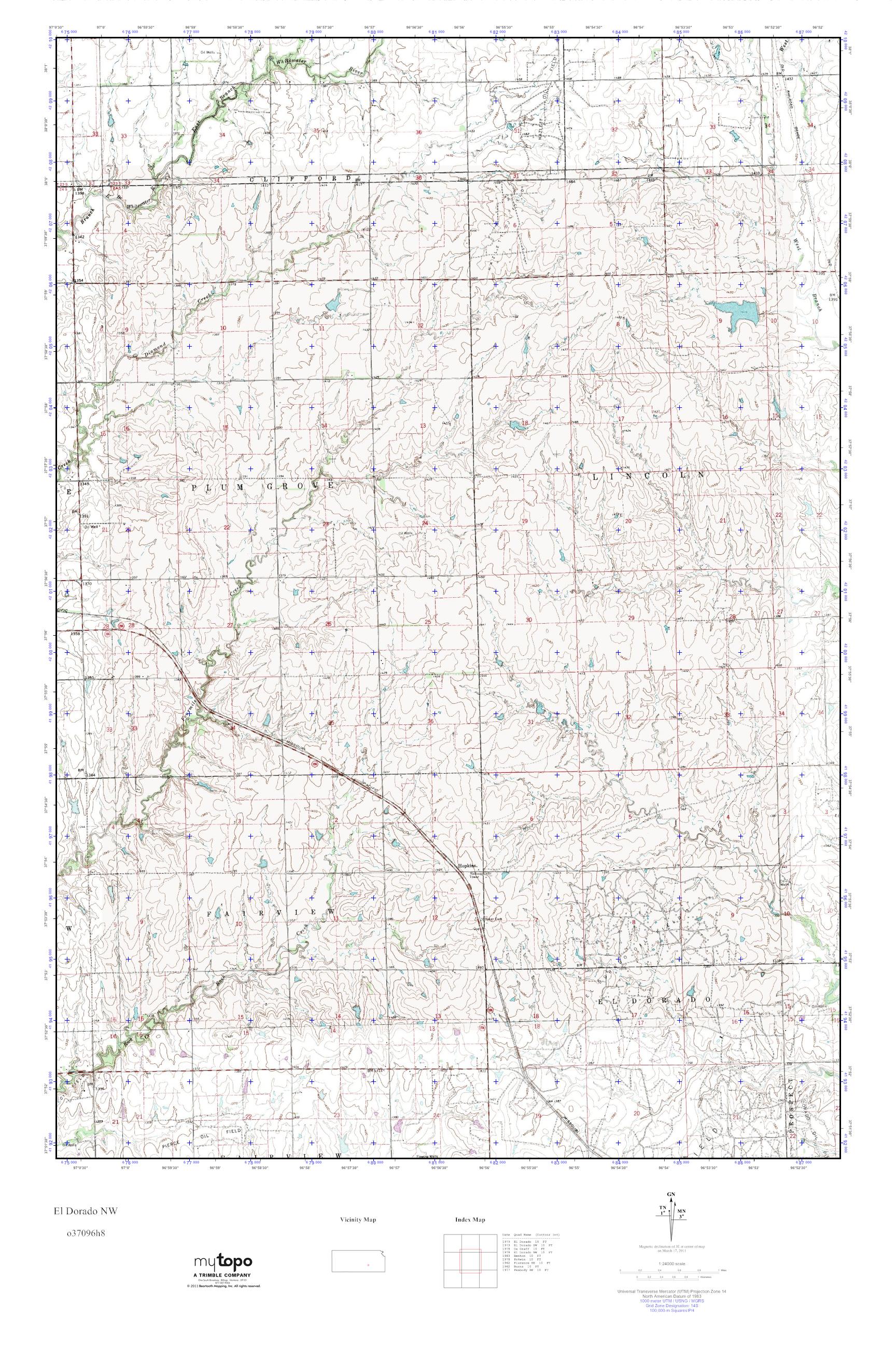 MyTopo El Dorado NW, Kansas USGS Quad Topo Map