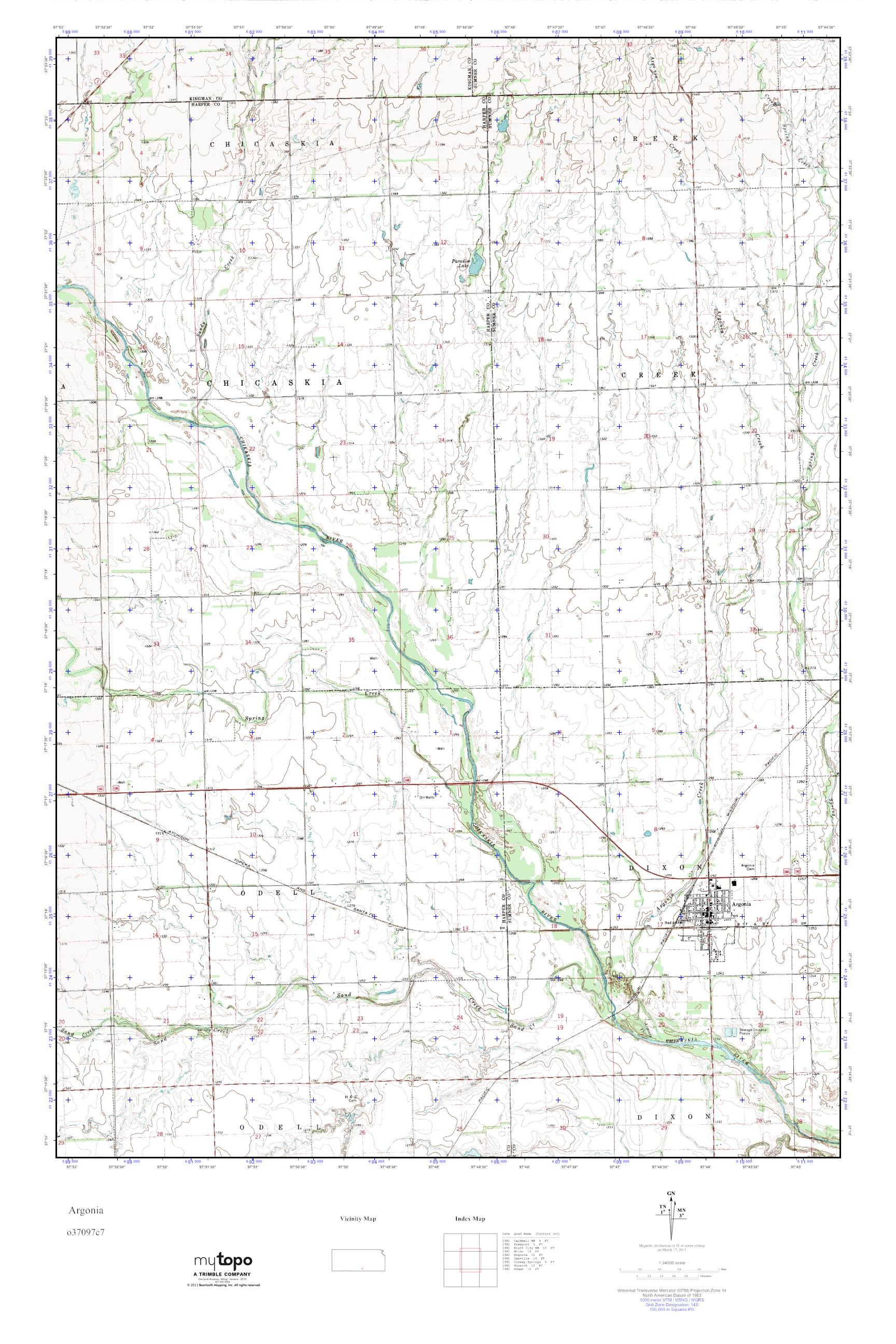 MyTopo Argonia, Kansas USGS Quad Topo Map
