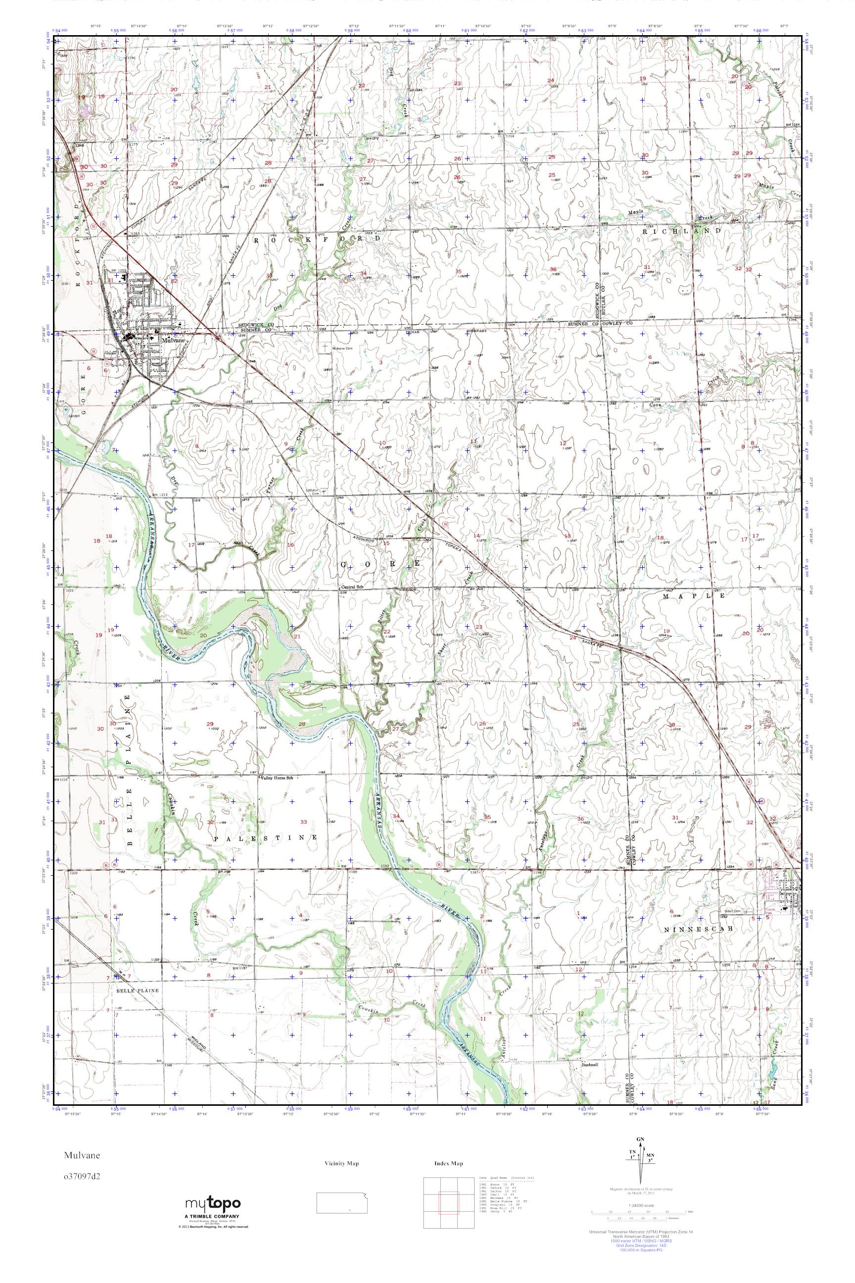 MyTopo Mulvane, Kansas USGS Quad Topo Map