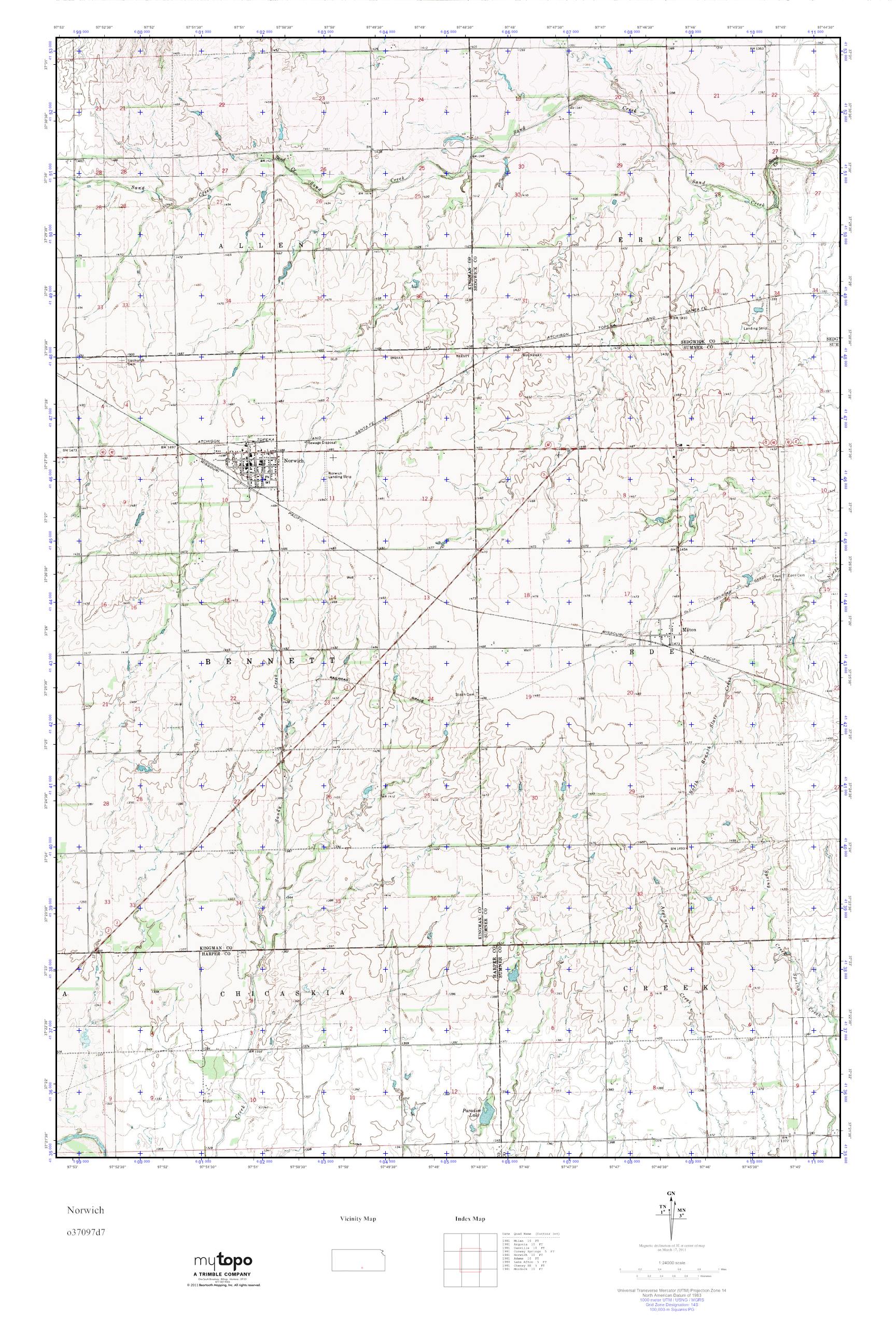 MyTopo Norwich, Kansas USGS Quad Topo Map