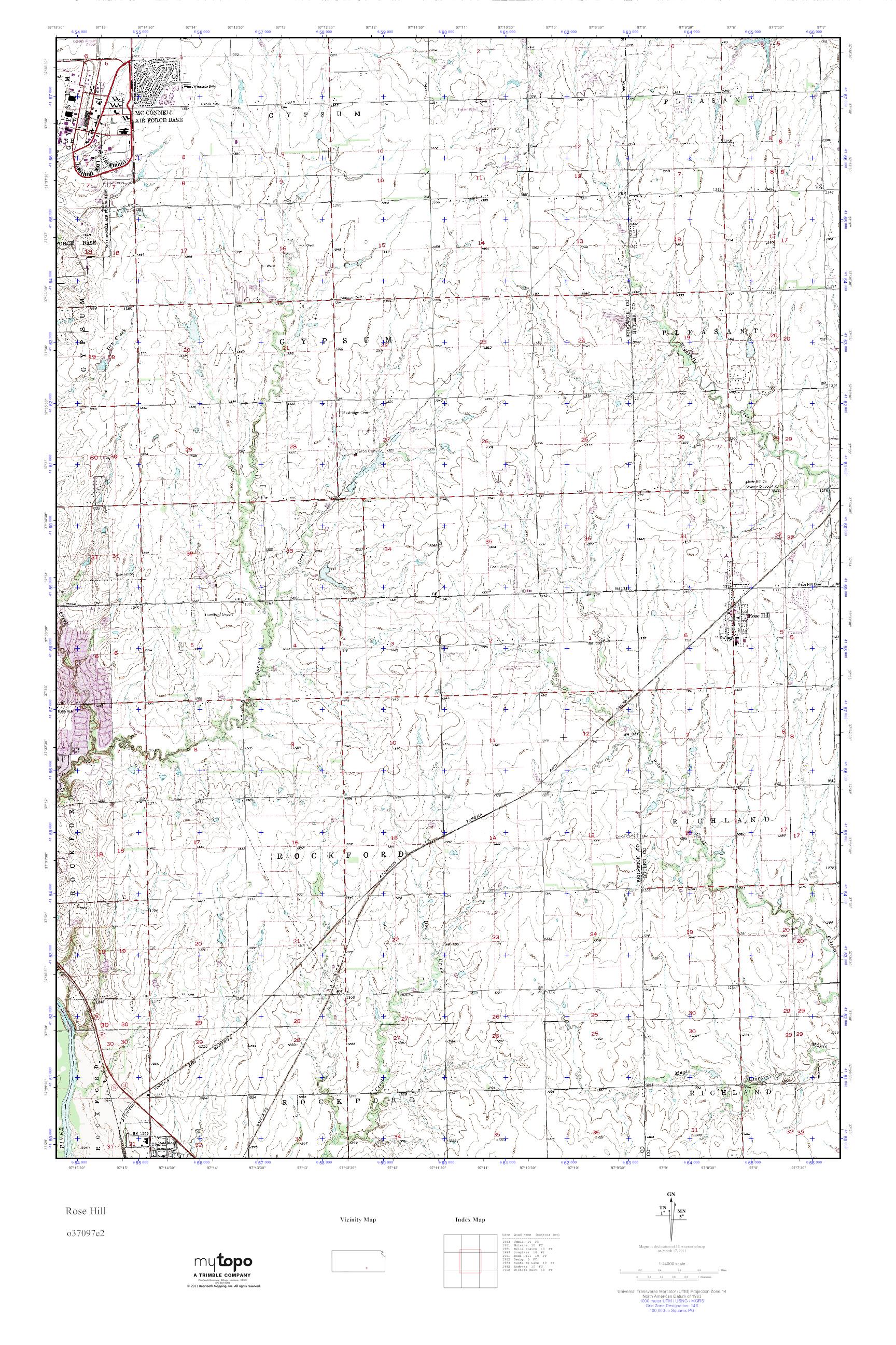 MyTopo Rose Hill, Kansas USGS Quad Topo Map