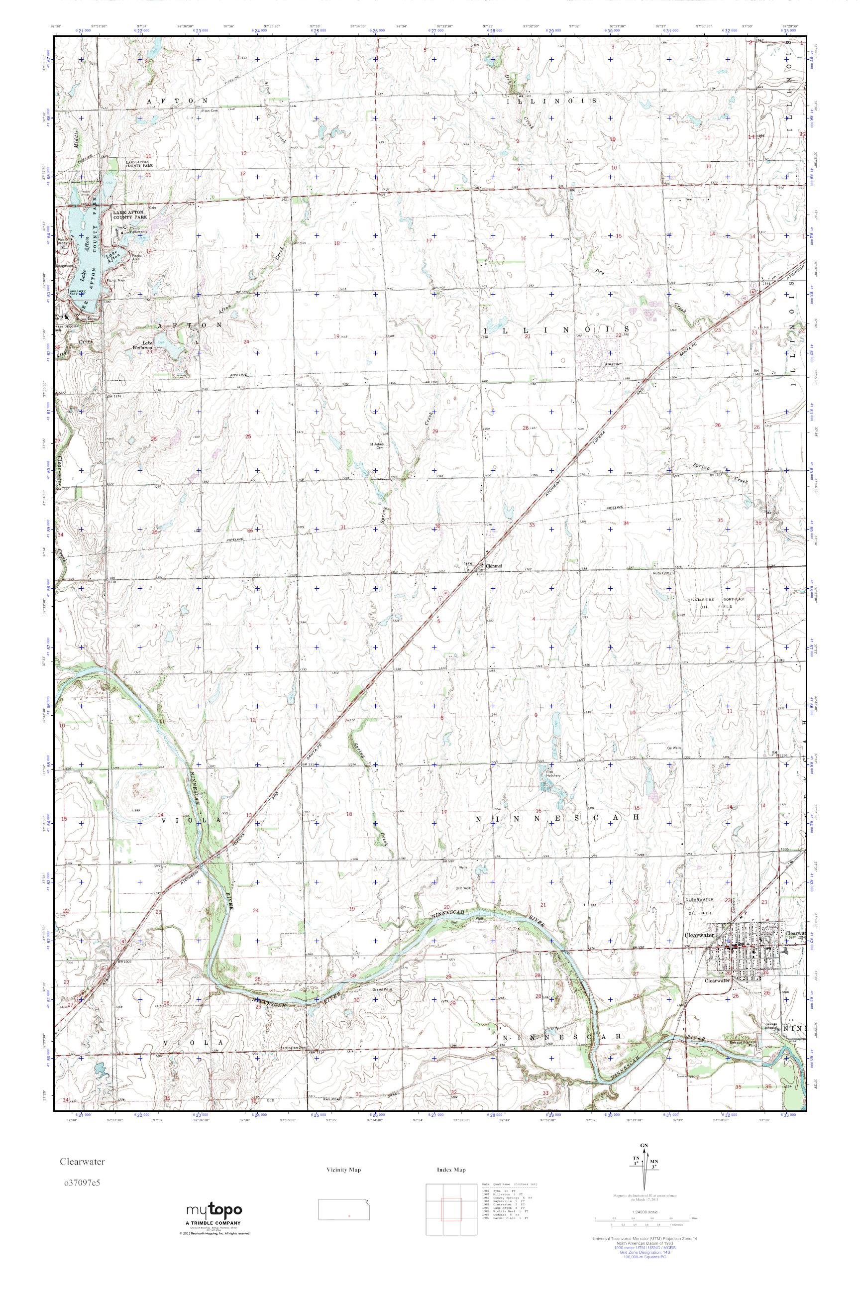 MyTopo Clearwater, Kansas USGS Quad Topo Map