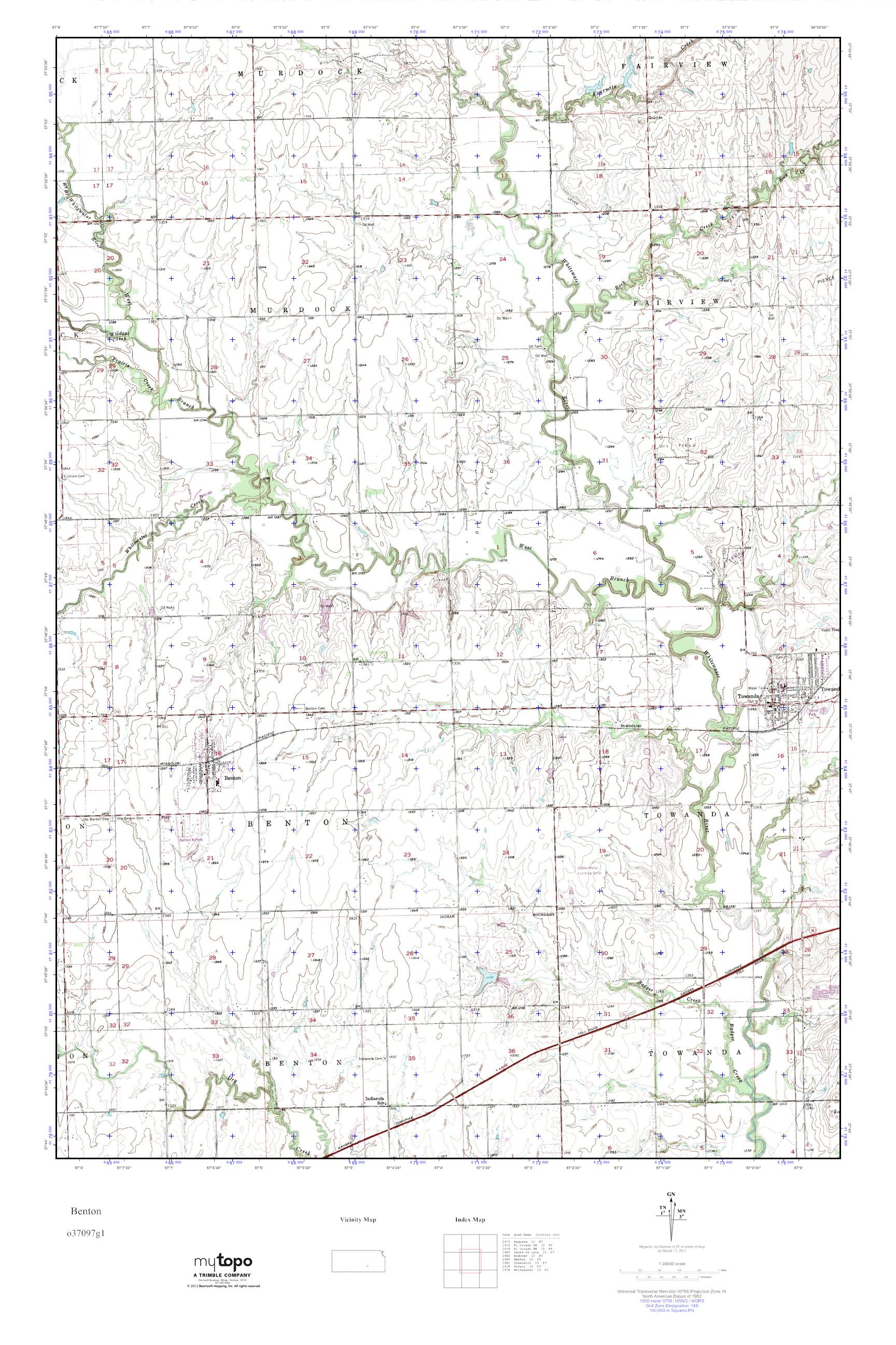 MyTopo Benton, Kansas USGS Quad Topo Map