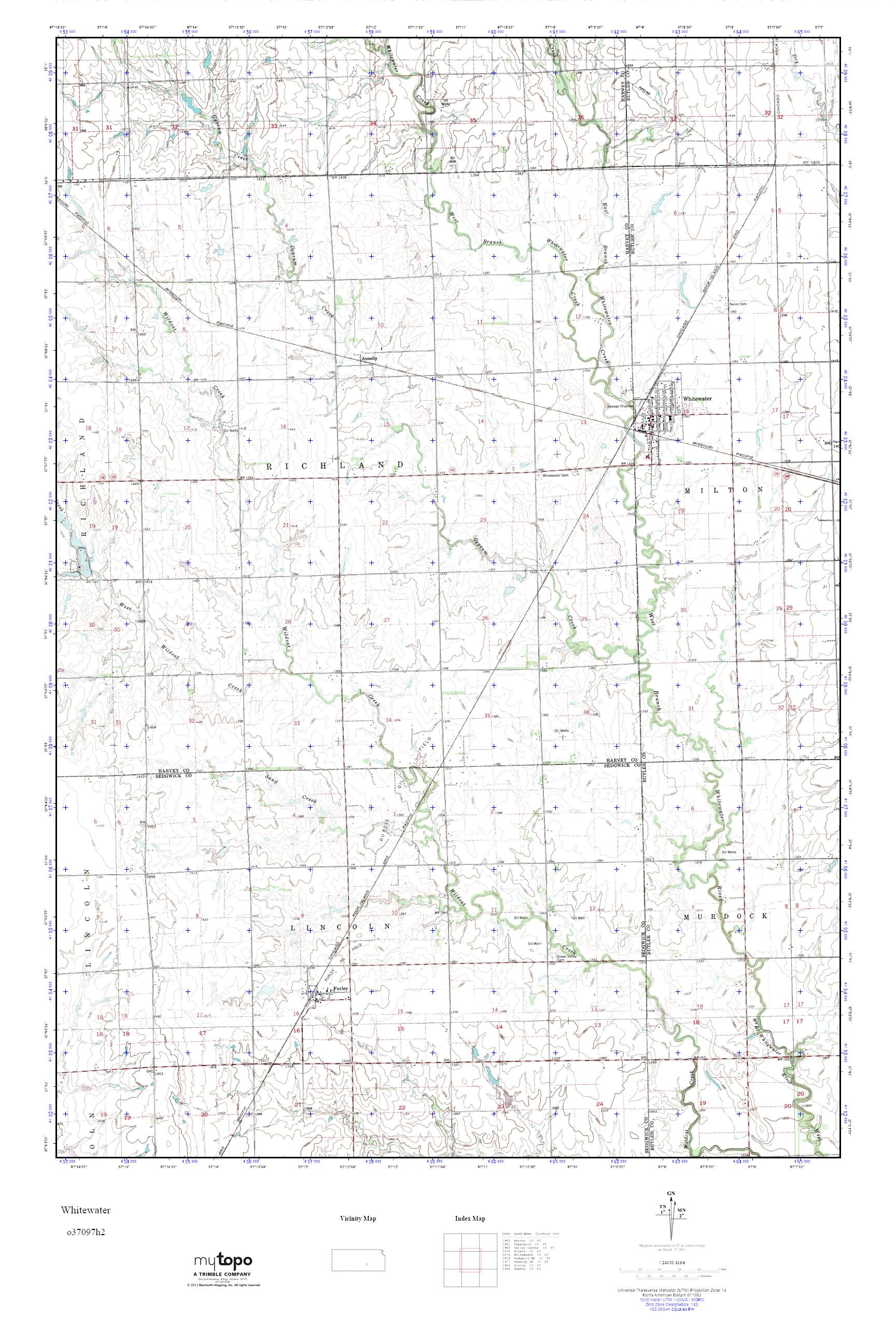 MyTopo Whitewater, Kansas USGS Quad Topo Map