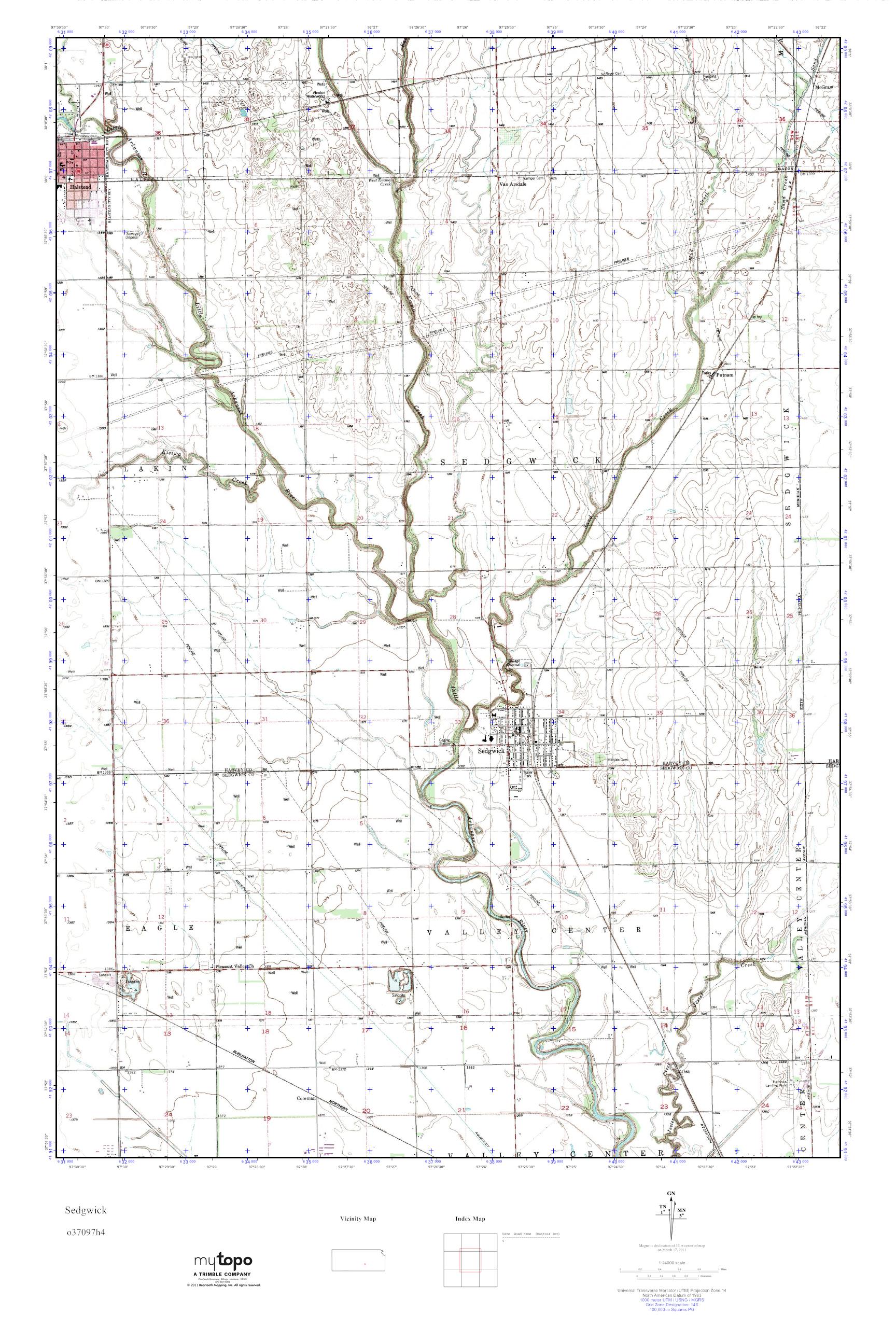 MyTopo Sedgwick, Kansas USGS Quad Topo Map