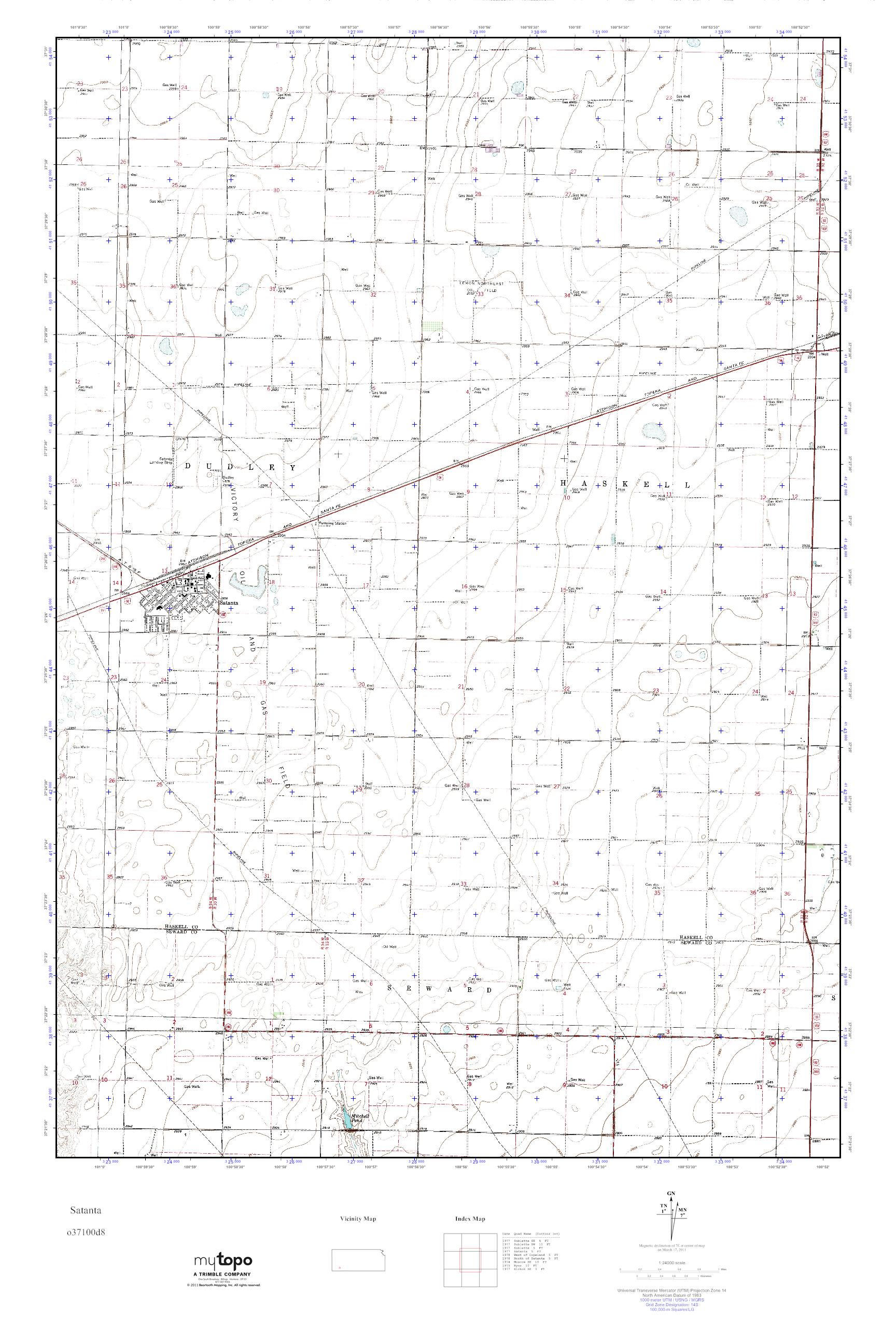 MyTopo Satanta, Kansas USGS Quad Topo Map