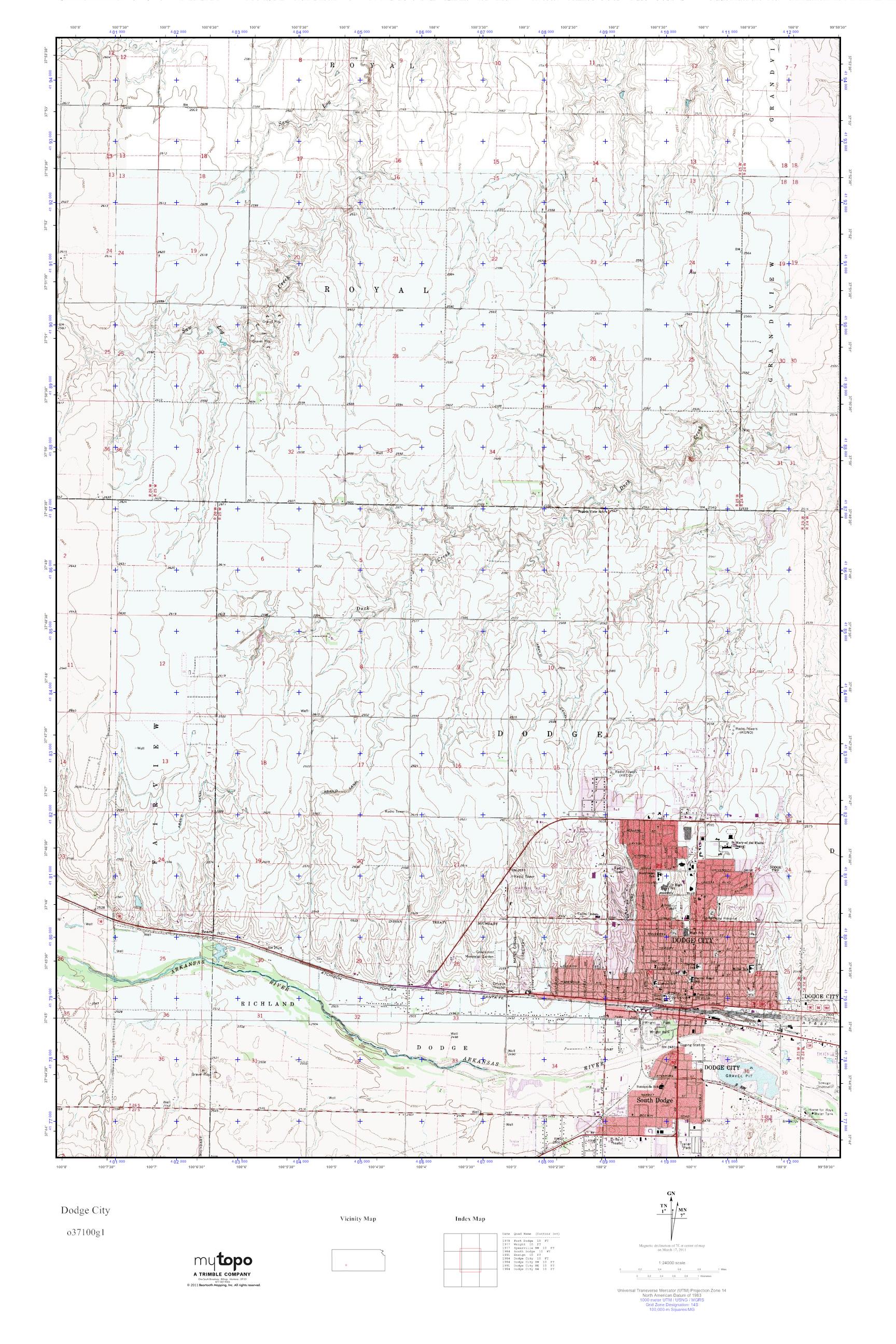 MyTopo Dodge City, Kansas USGS Quad Topo Map