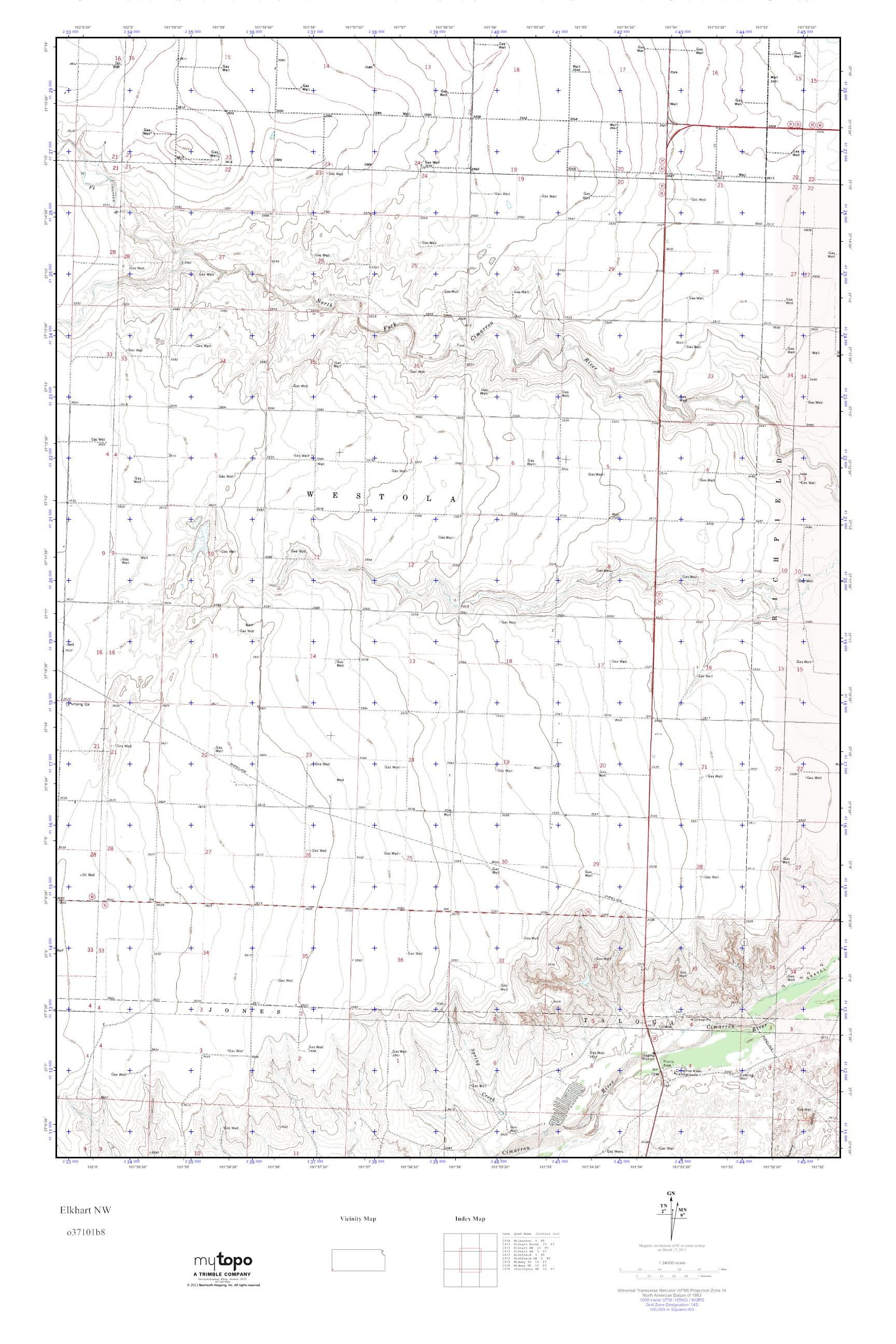 MyTopo Elkhart NW, Kansas USGS Quad Topo Map