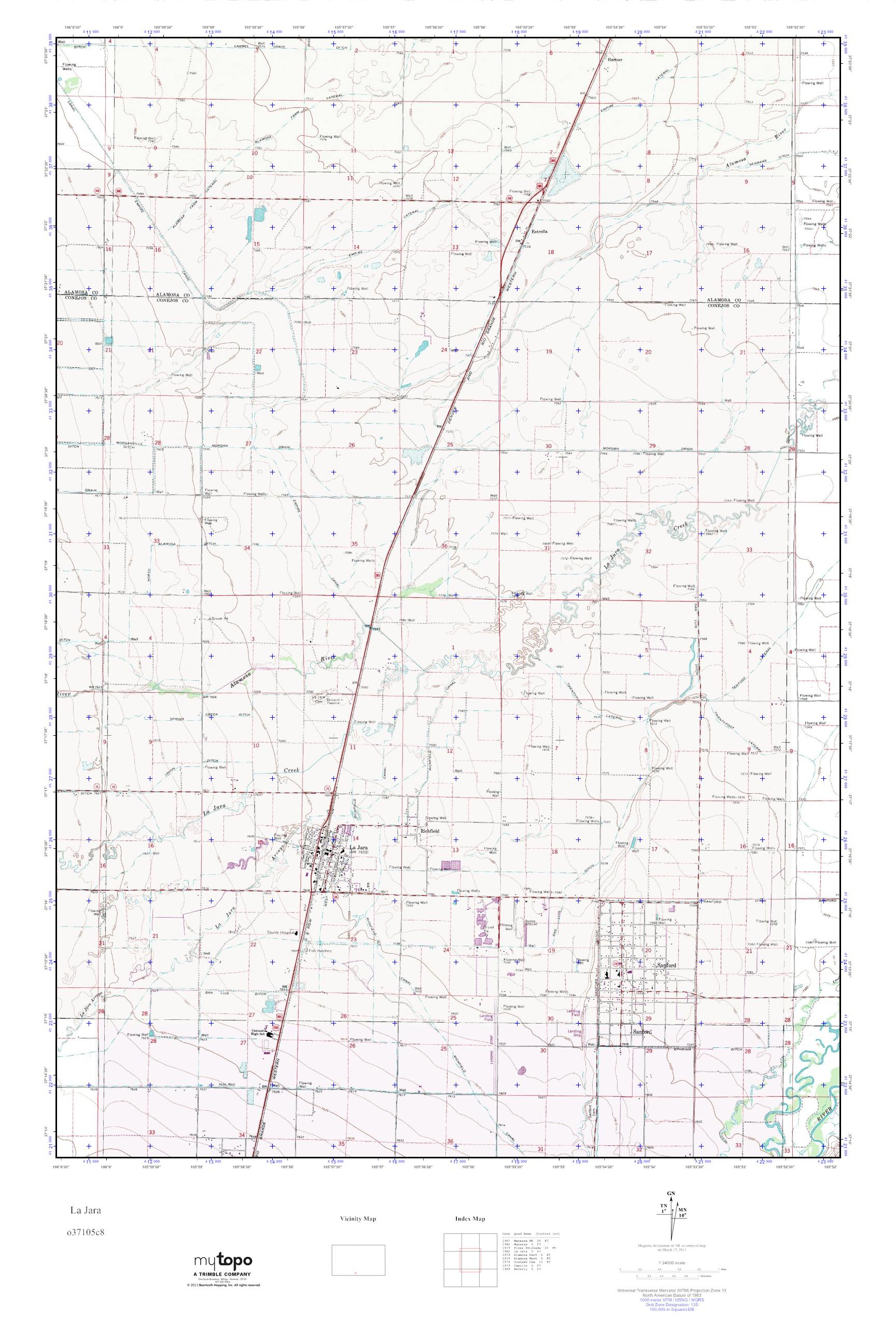 MyTopo La Jara, Colorado USGS Quad Topo Map