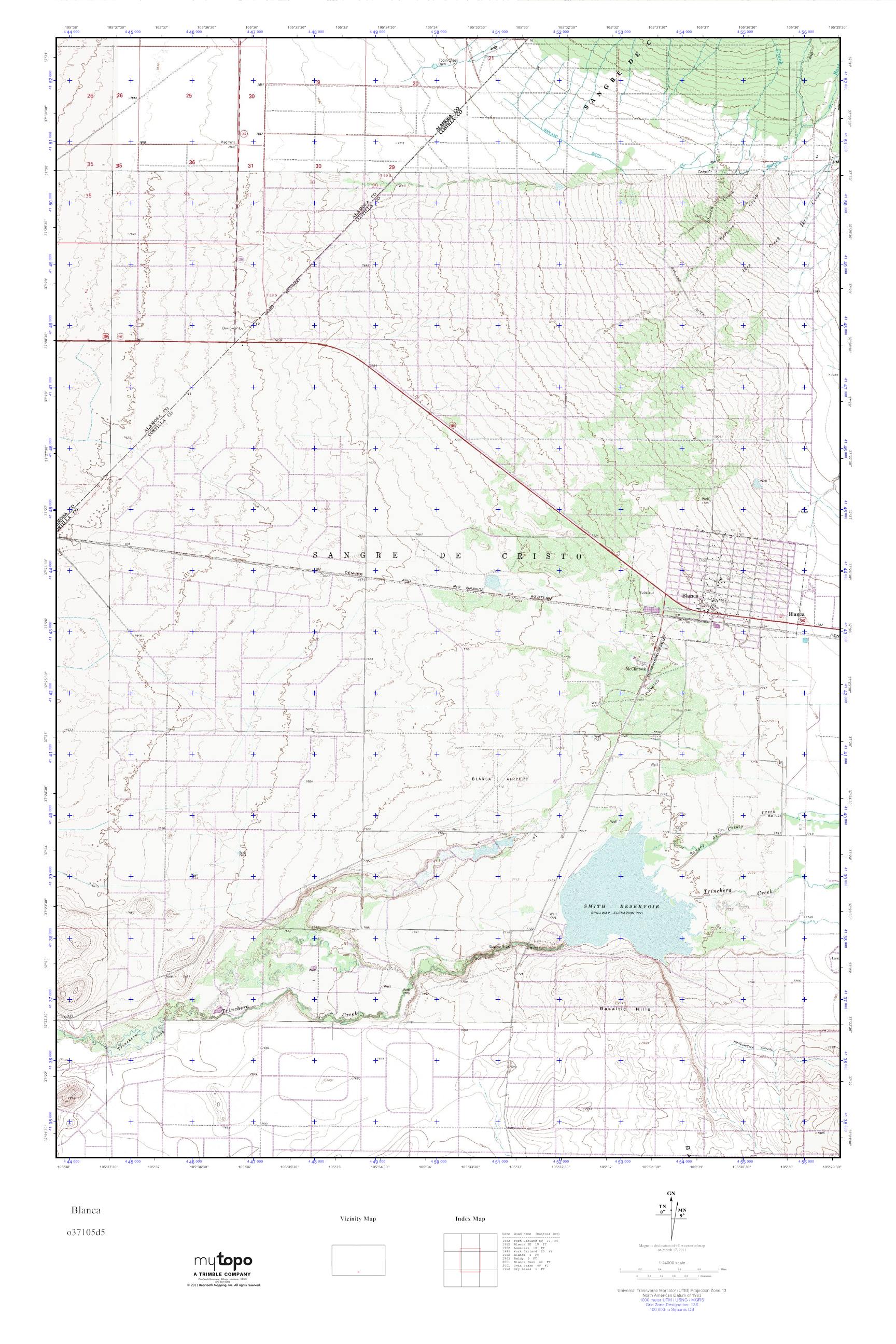 MyTopo Blanca, Colorado USGS Quad Topo Map