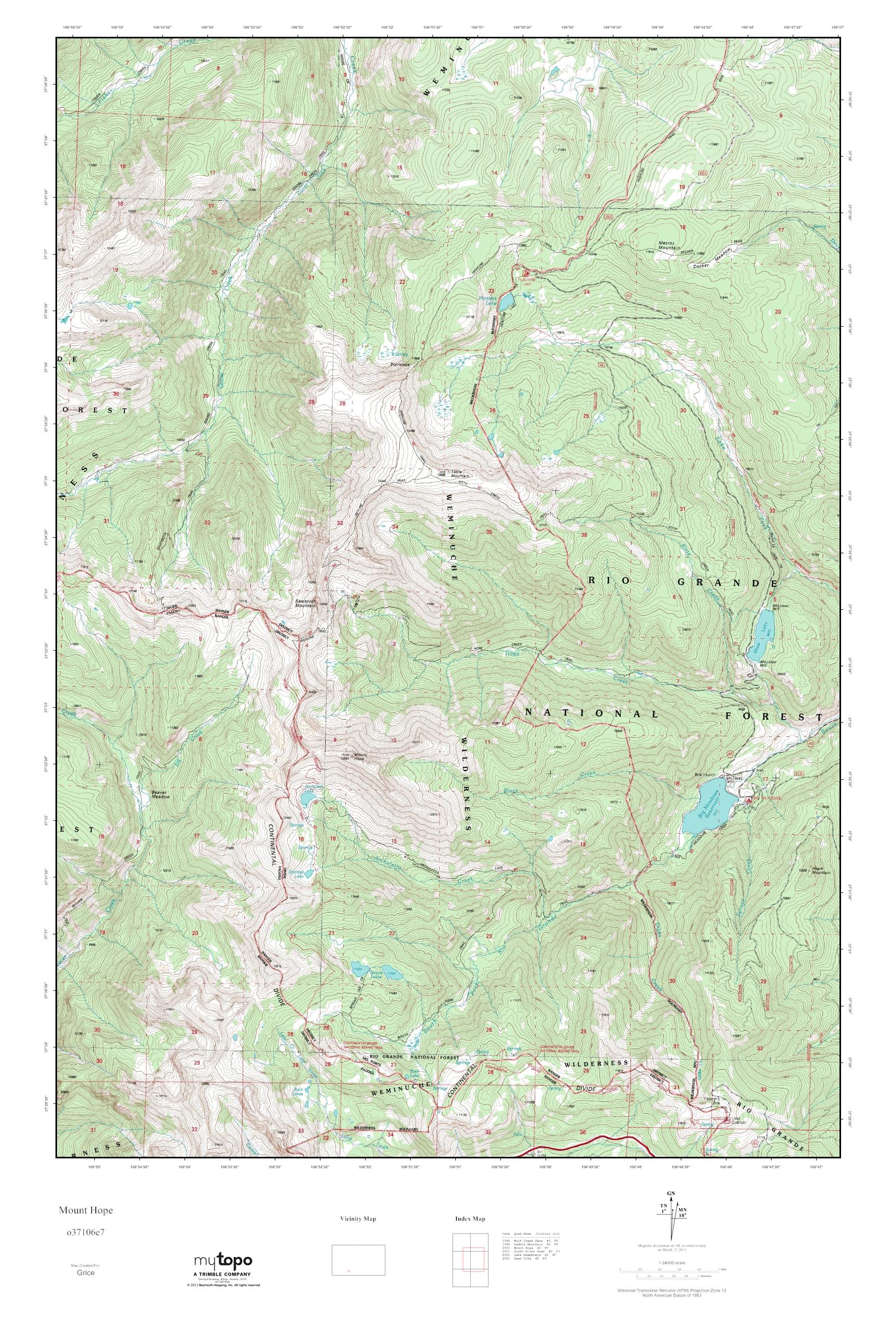 MyTopo Mount Hope, Colorado USGS Quad Topo Map