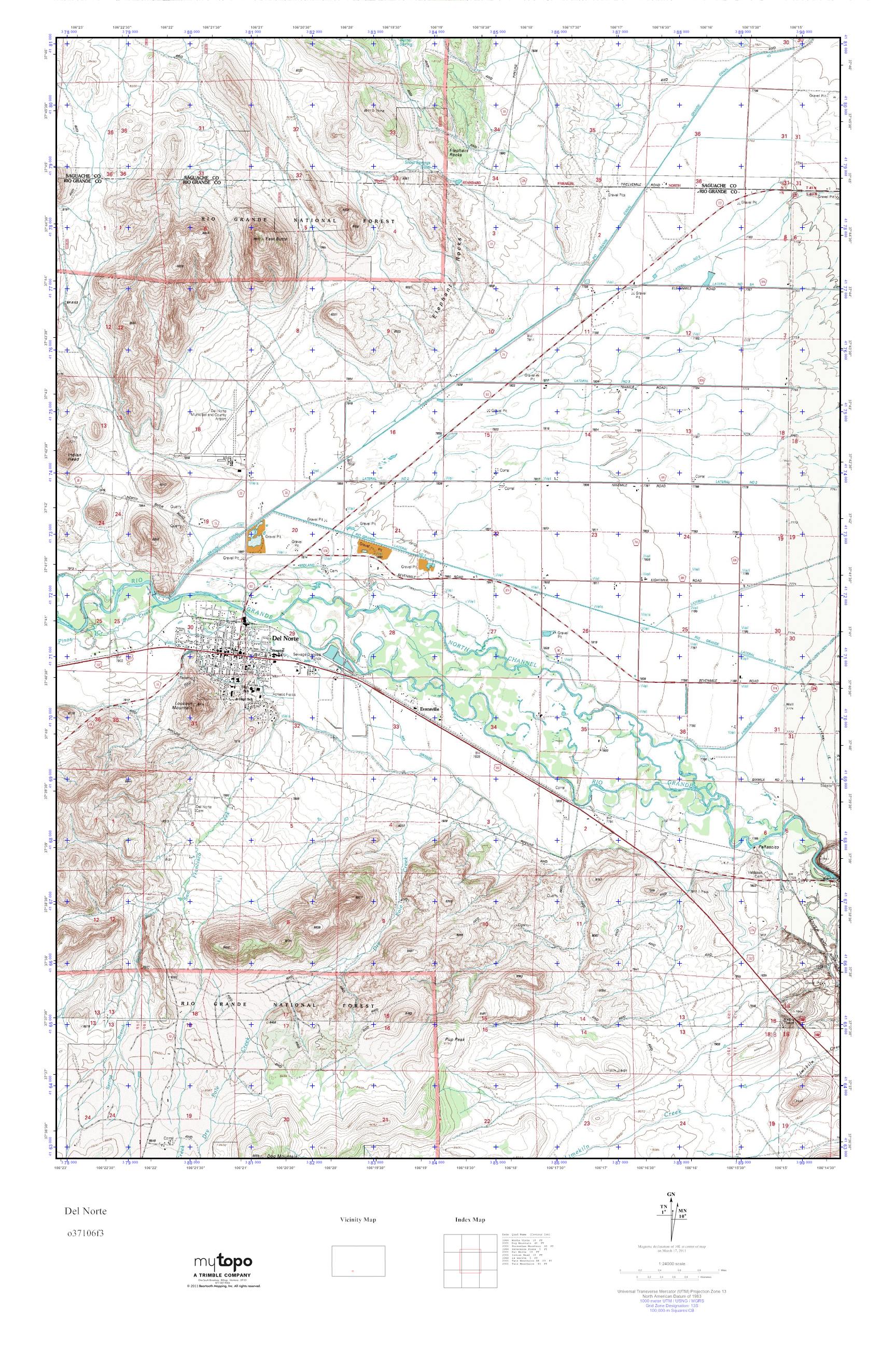 MyTopo Del Norte, Colorado USGS Quad Topo Map
