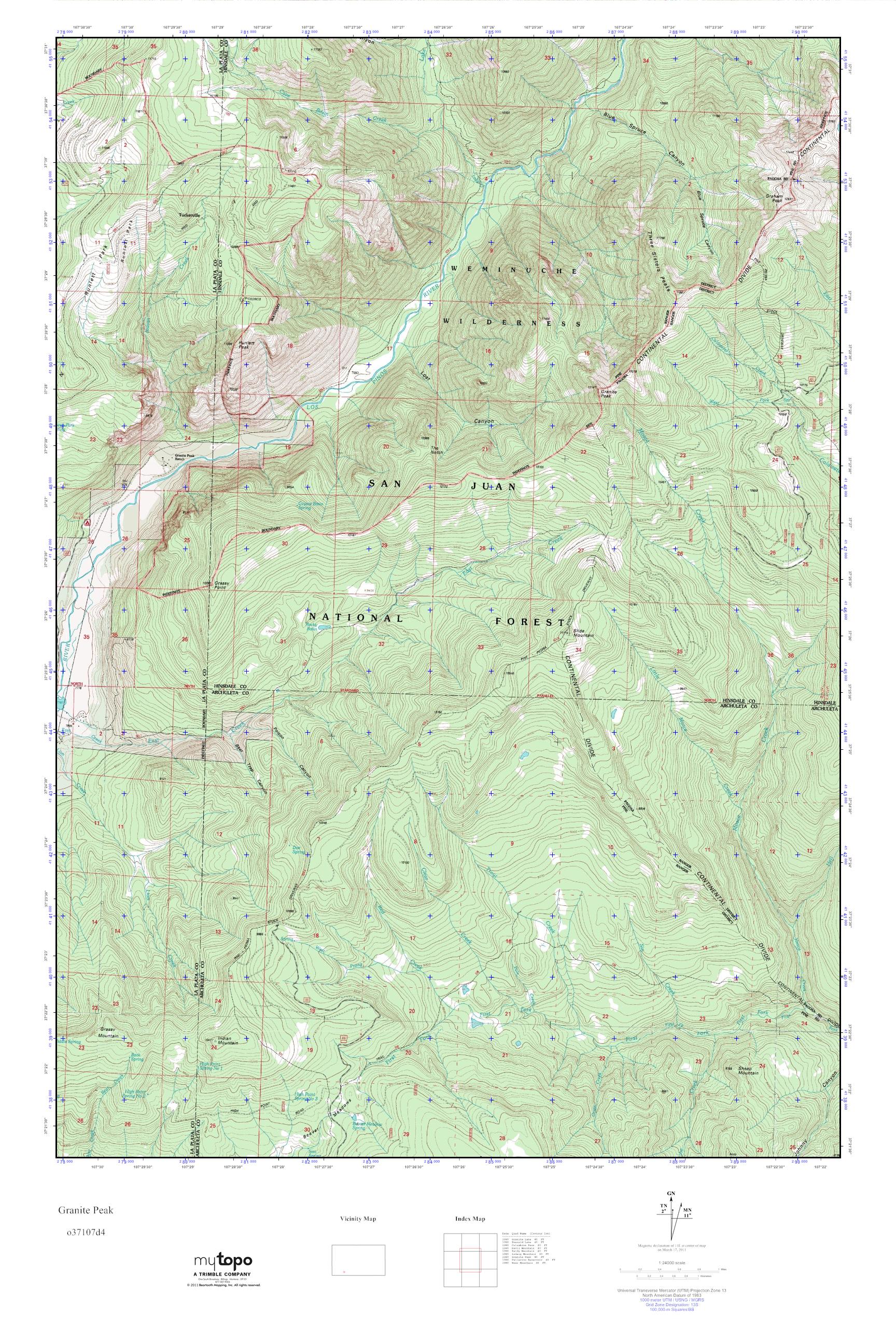 MyTopo Granite Peak, Colorado USGS Quad Topo Map