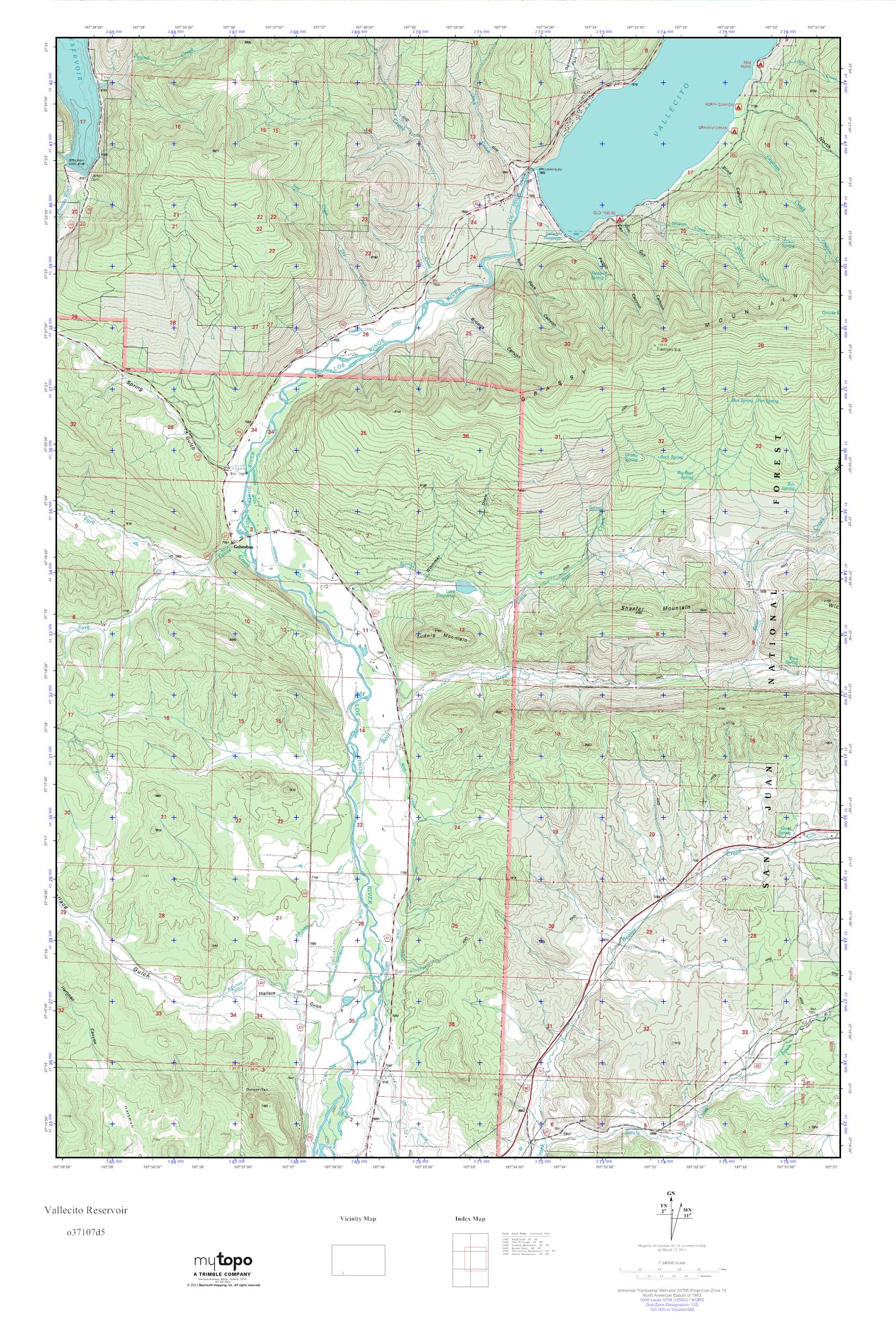 MyTopo Vallecito Reservoir, Colorado USGS Quad Topo Map