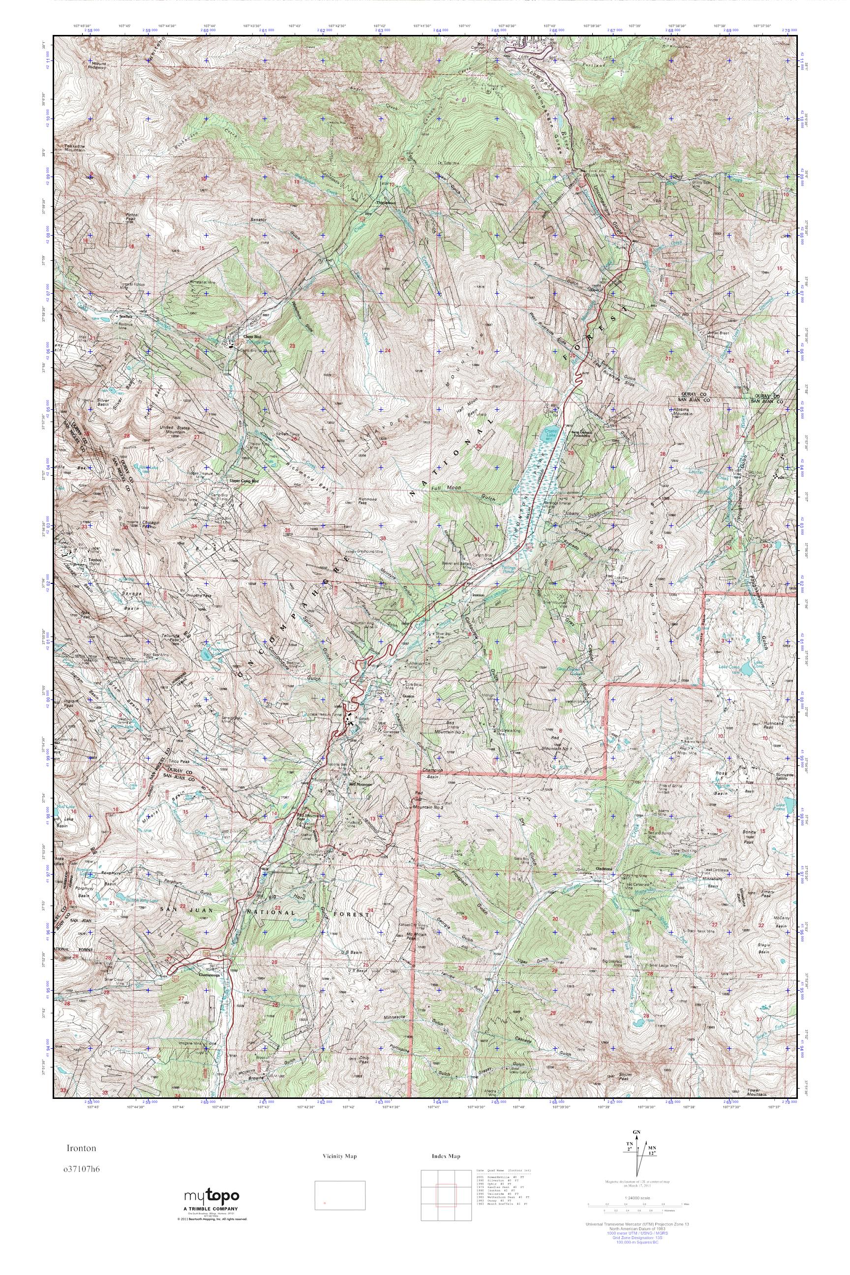 MyTopo Ironton, Colorado USGS Quad Topo Map