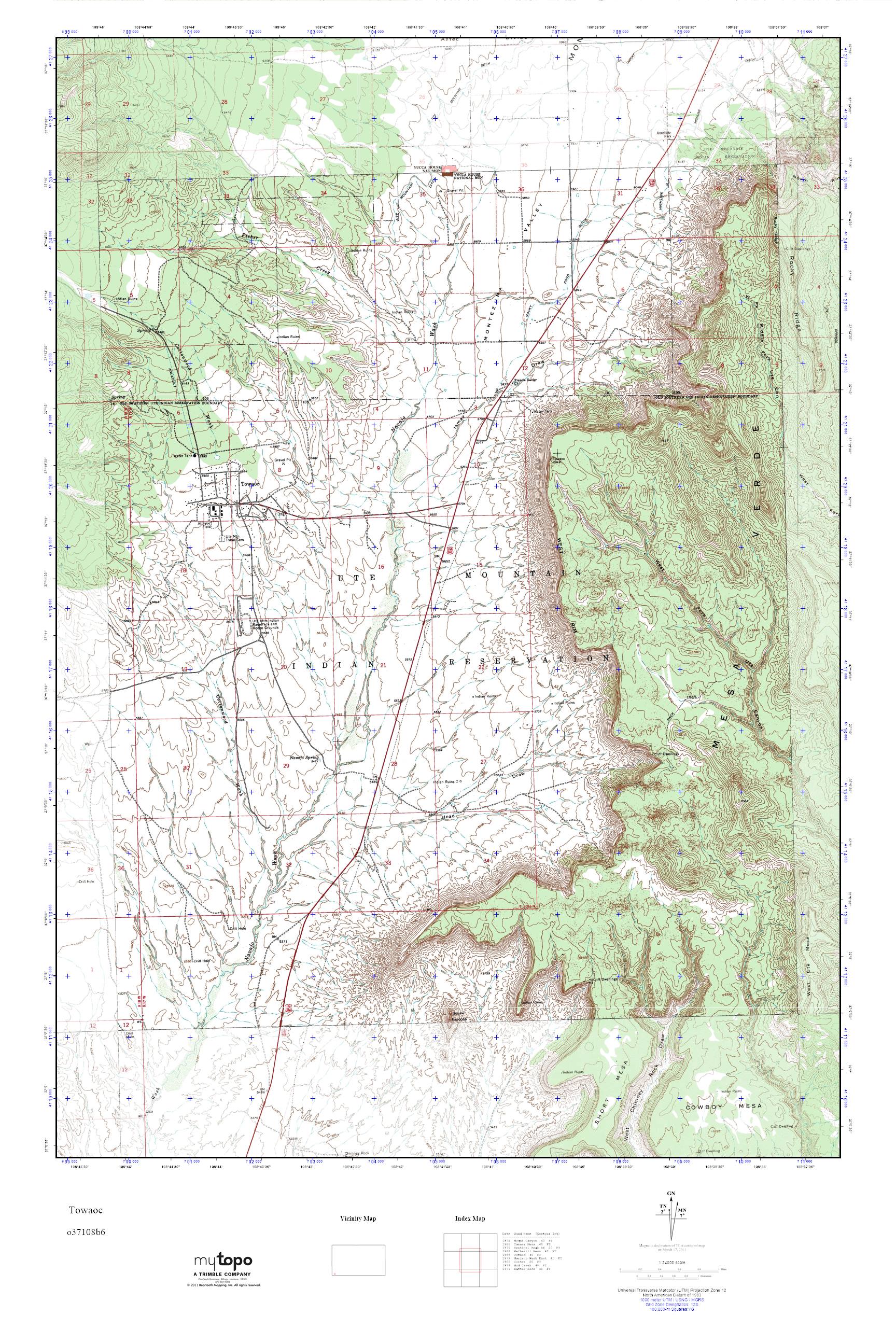 MyTopo Towaoc, Colorado USGS Quad Topo Map