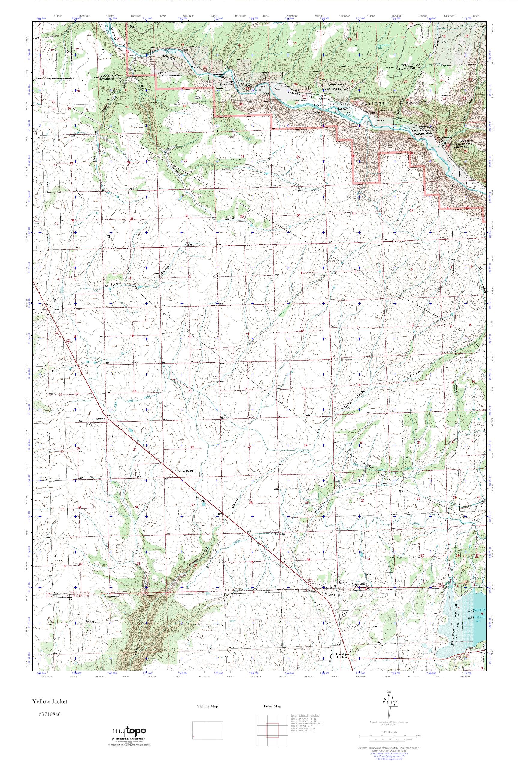 MyTopo Yellow Jacket, Colorado USGS Quad Topo Map