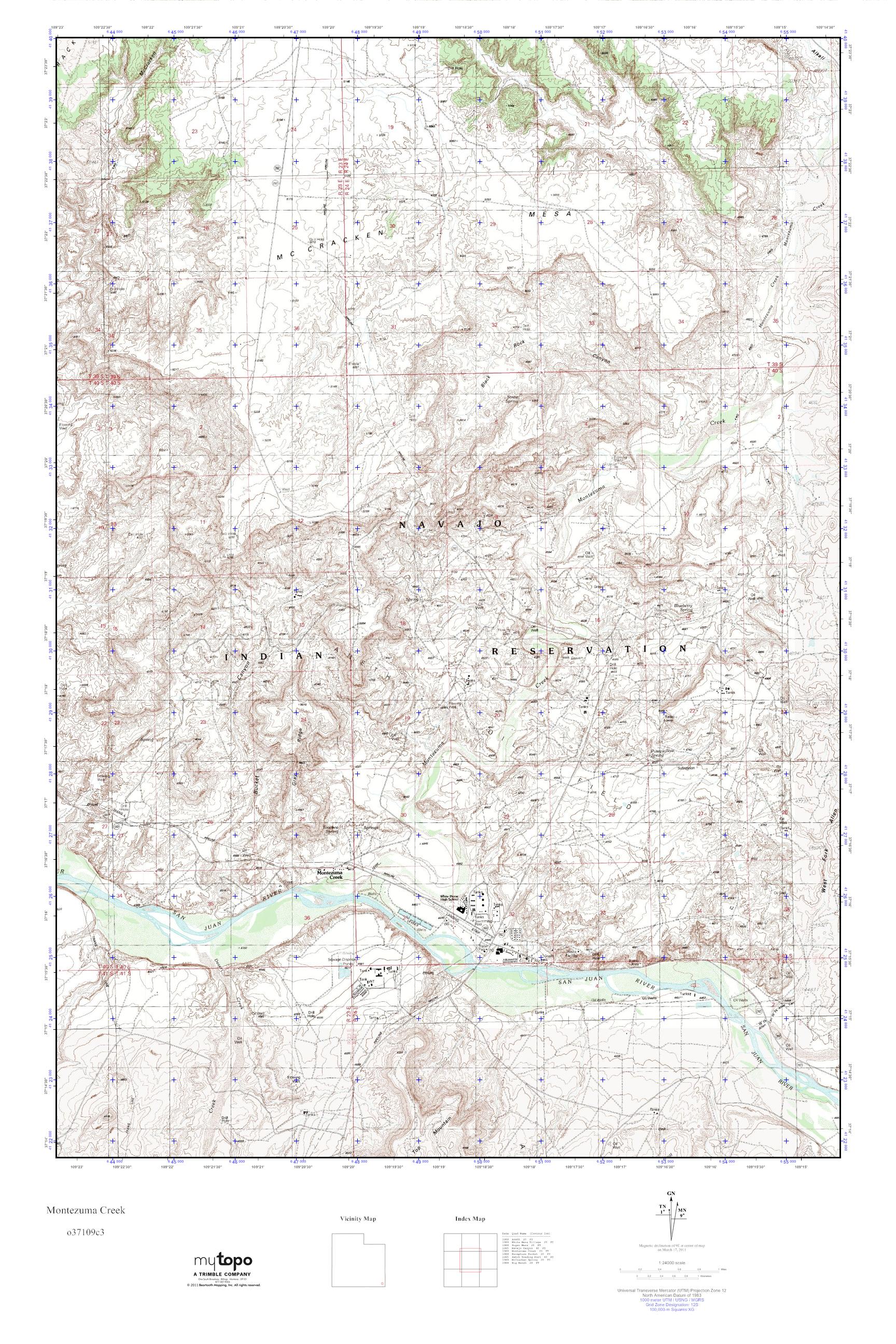 MyTopo Montezuma Creek, Utah USGS Quad Topo Map