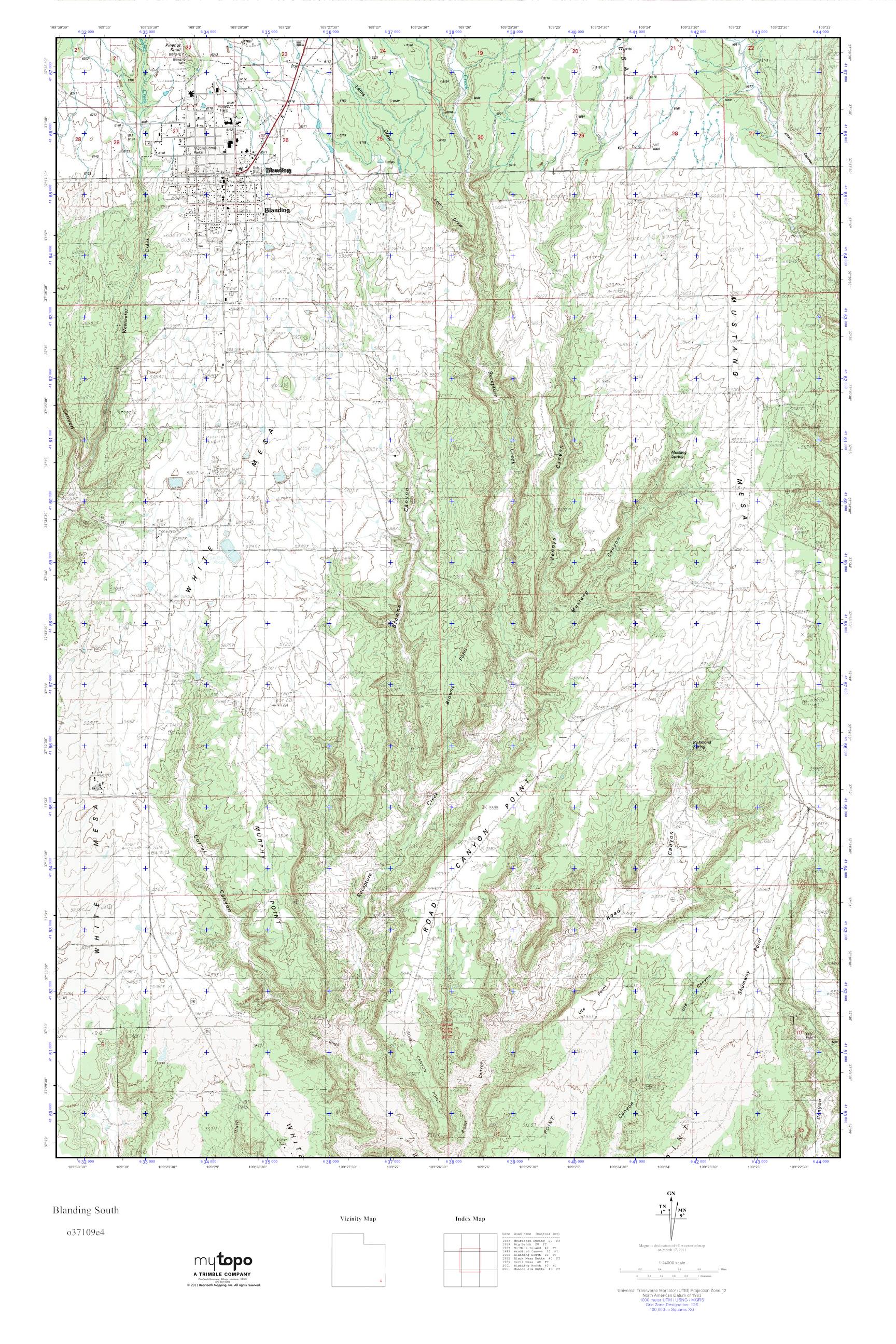 MyTopo Blanding South, Utah USGS Quad Topo Map