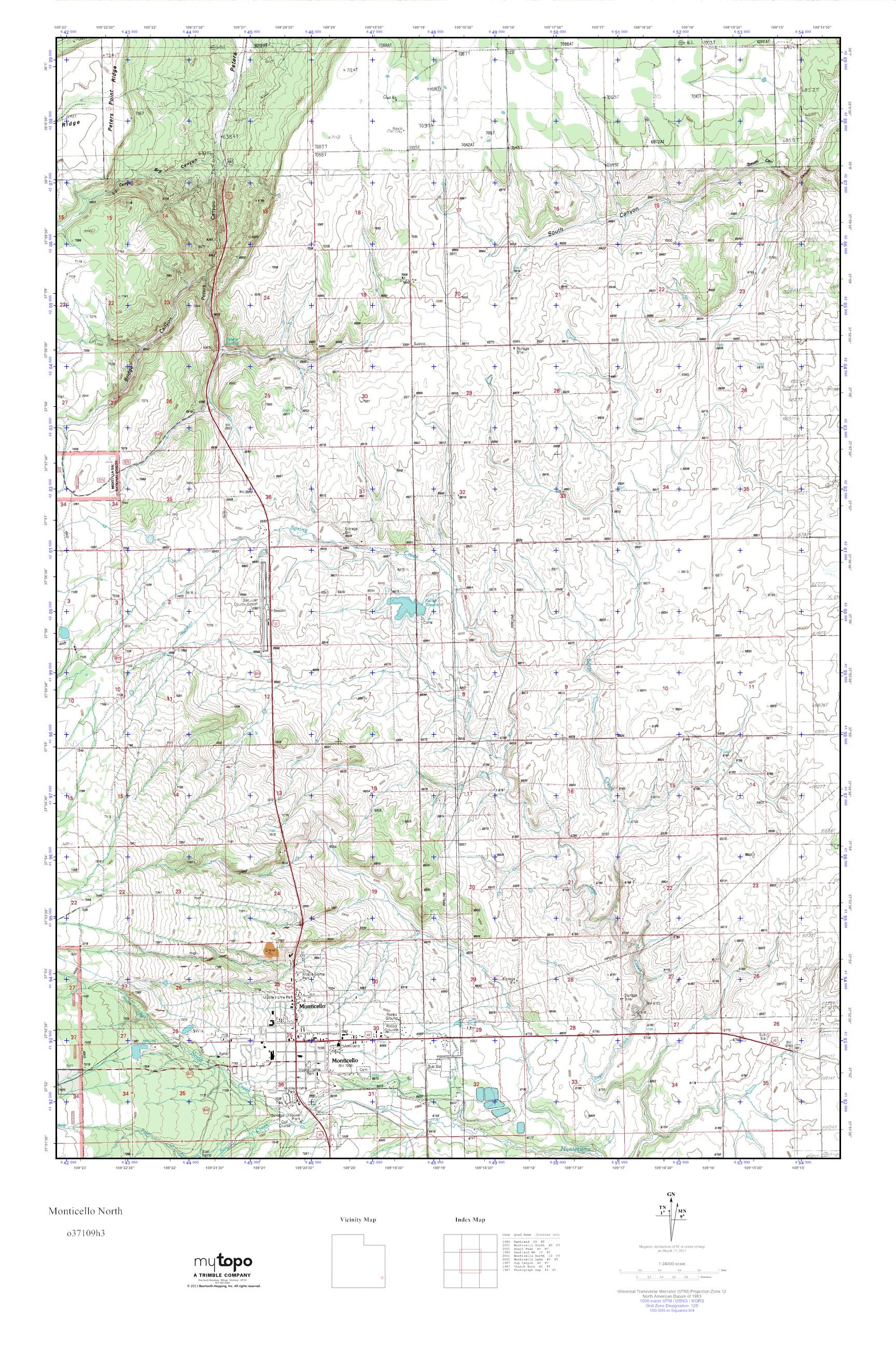 MyTopo Monticello North, Utah USGS Quad Topo Map