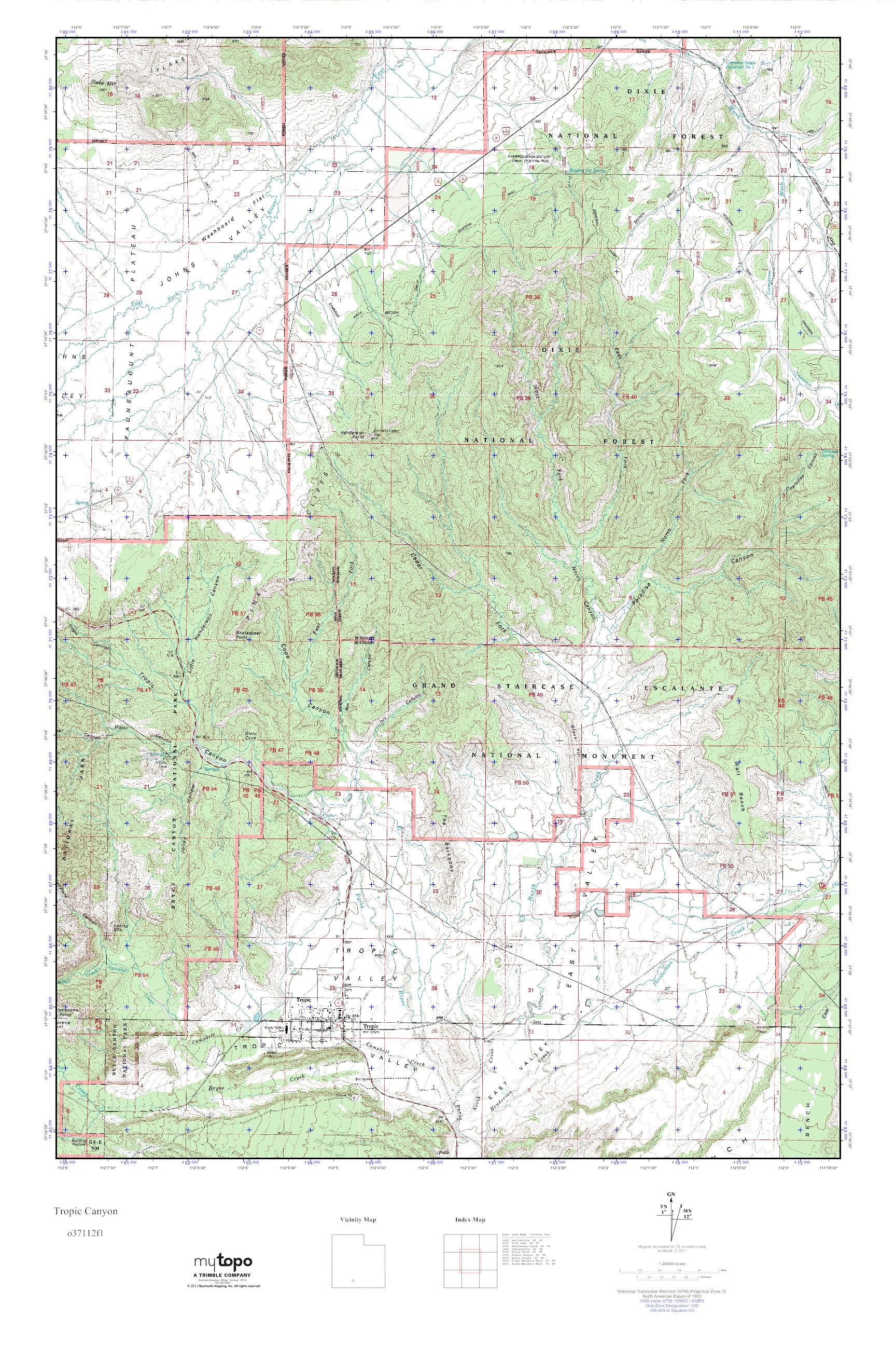 MyTopo Tropic Canyon, Utah USGS Quad Topo Map