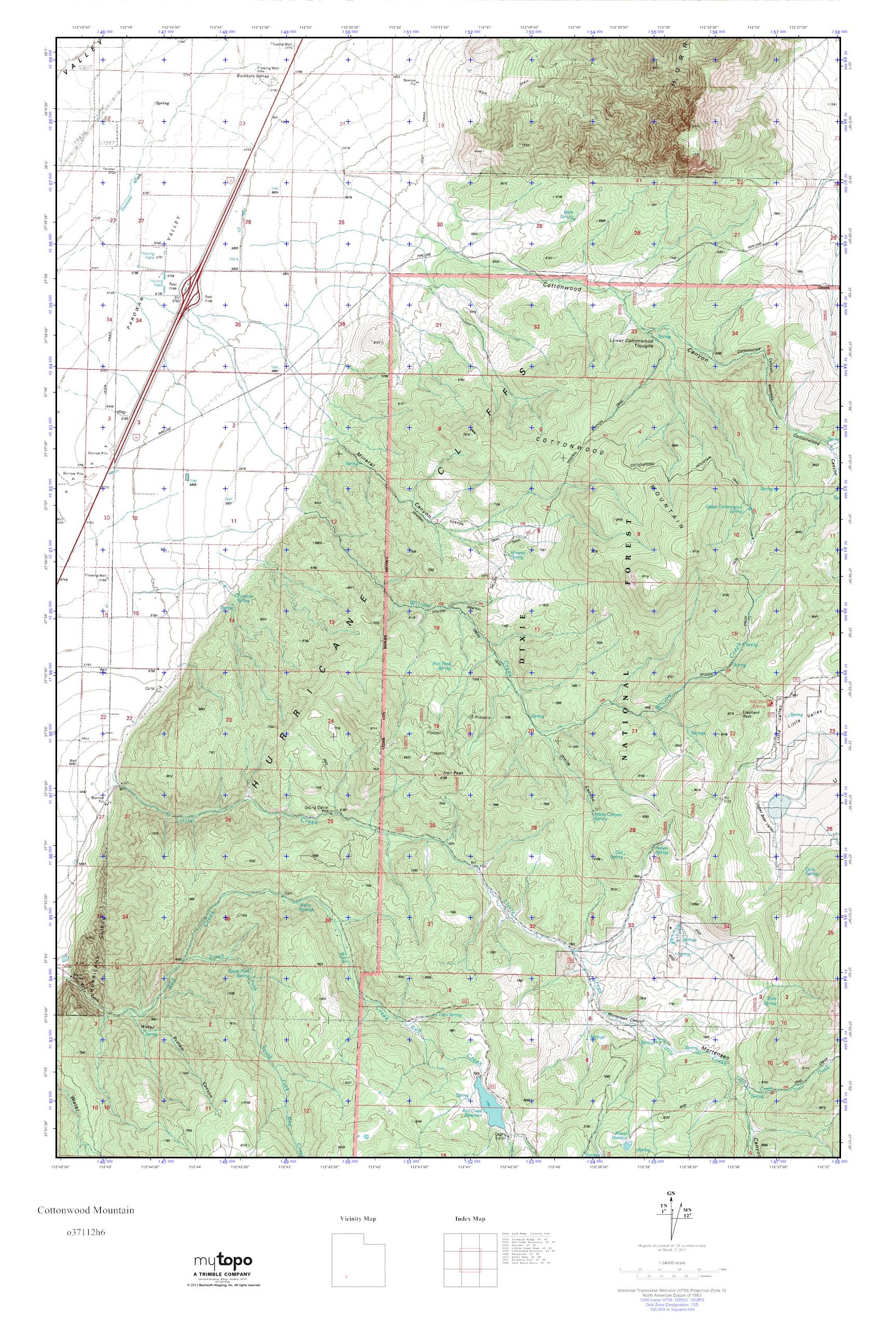 MyTopo Cottonwood Mountain, Utah USGS Quad Topo Map