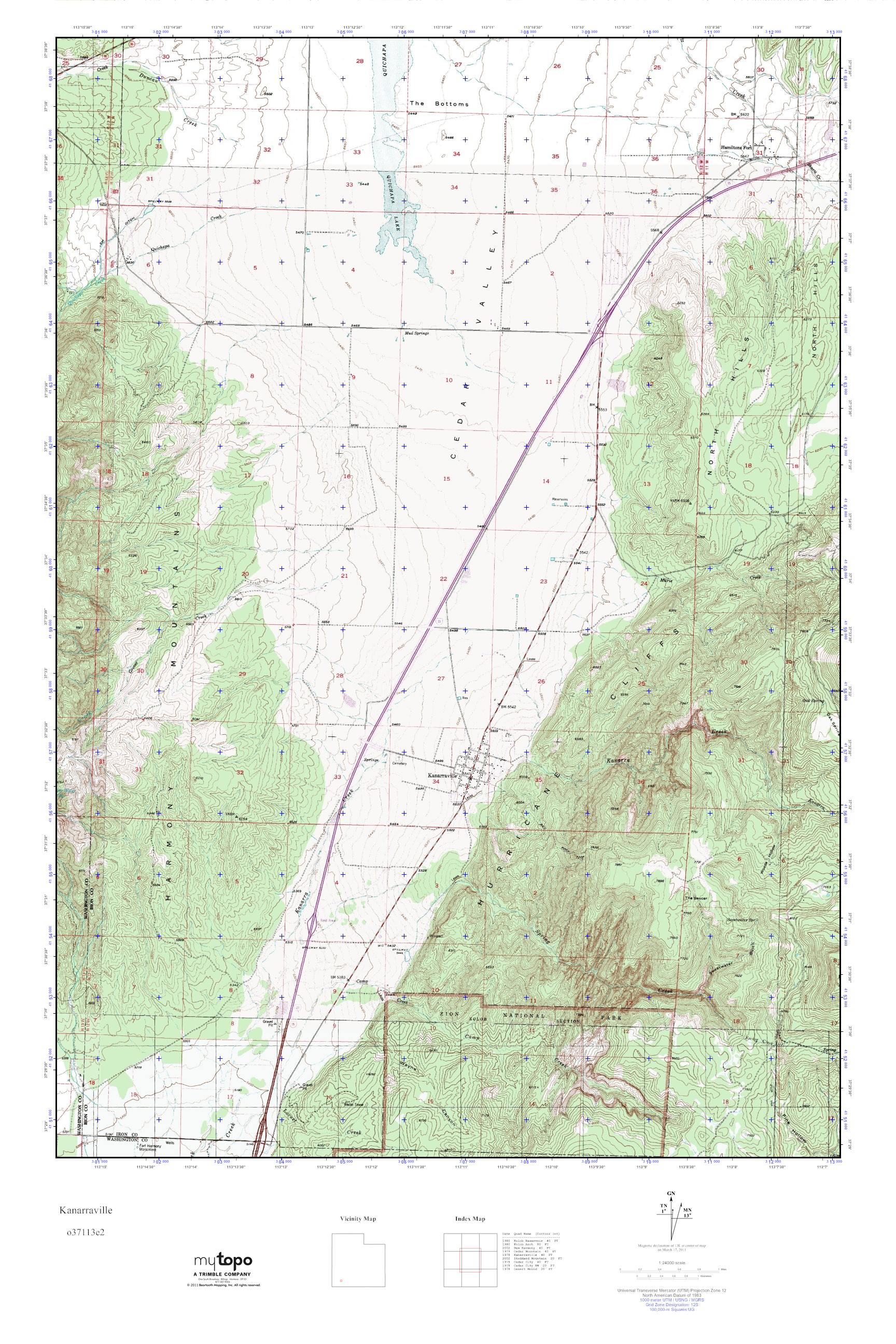 MyTopo Kanarraville, Utah USGS Quad Topo Map