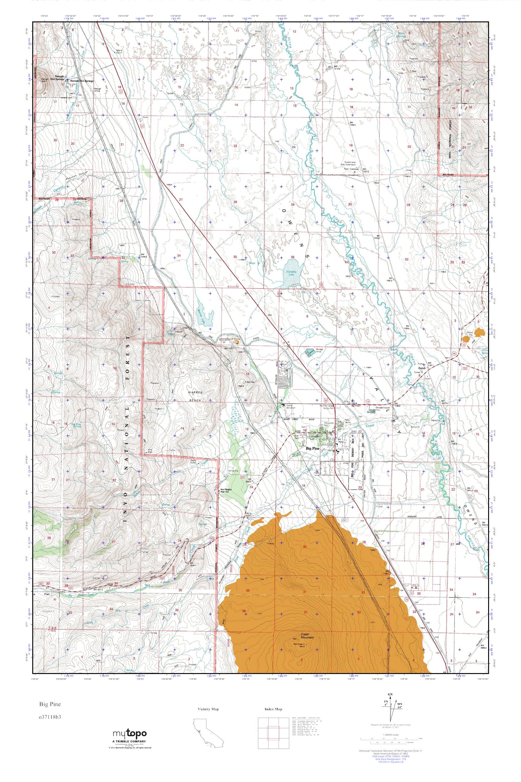 MyTopo Big Pine, California USGS Quad Topo Map