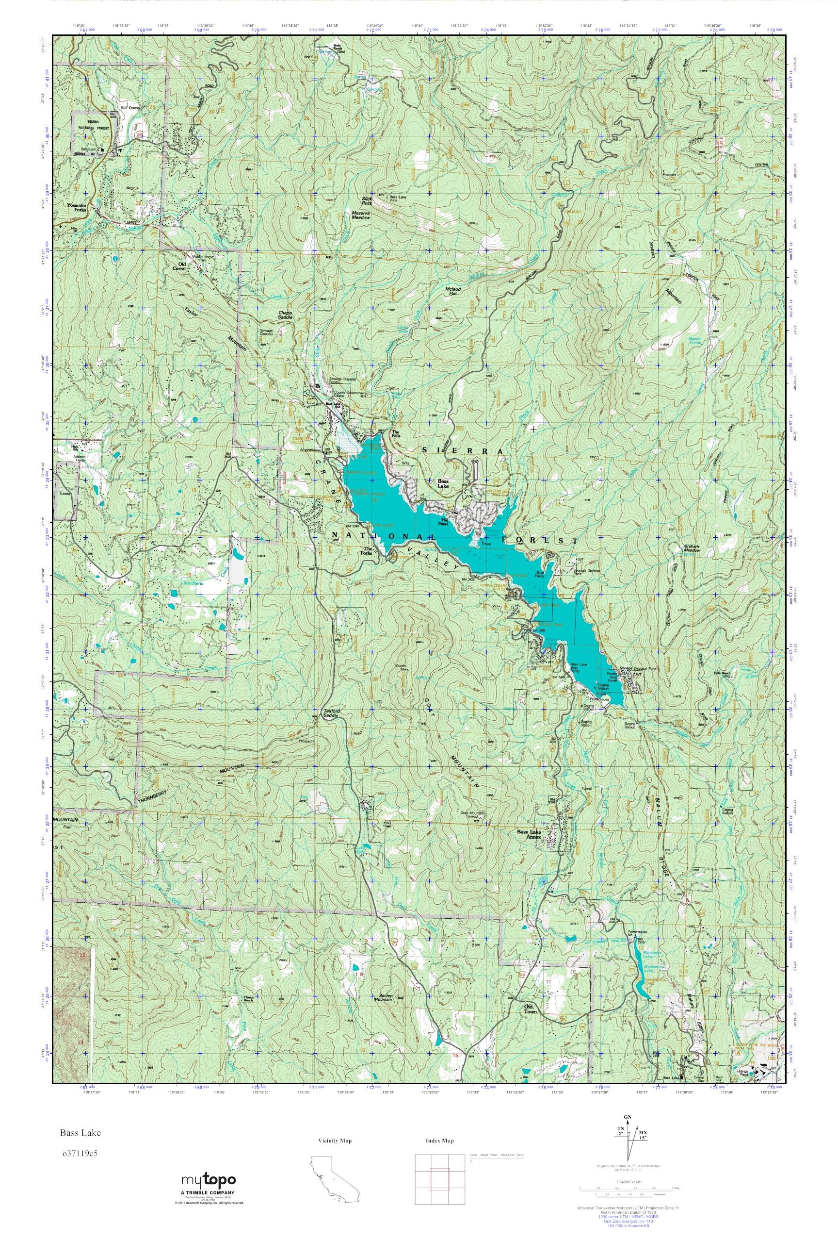 MyTopo Bass Lake, California USGS Quad Topo Map