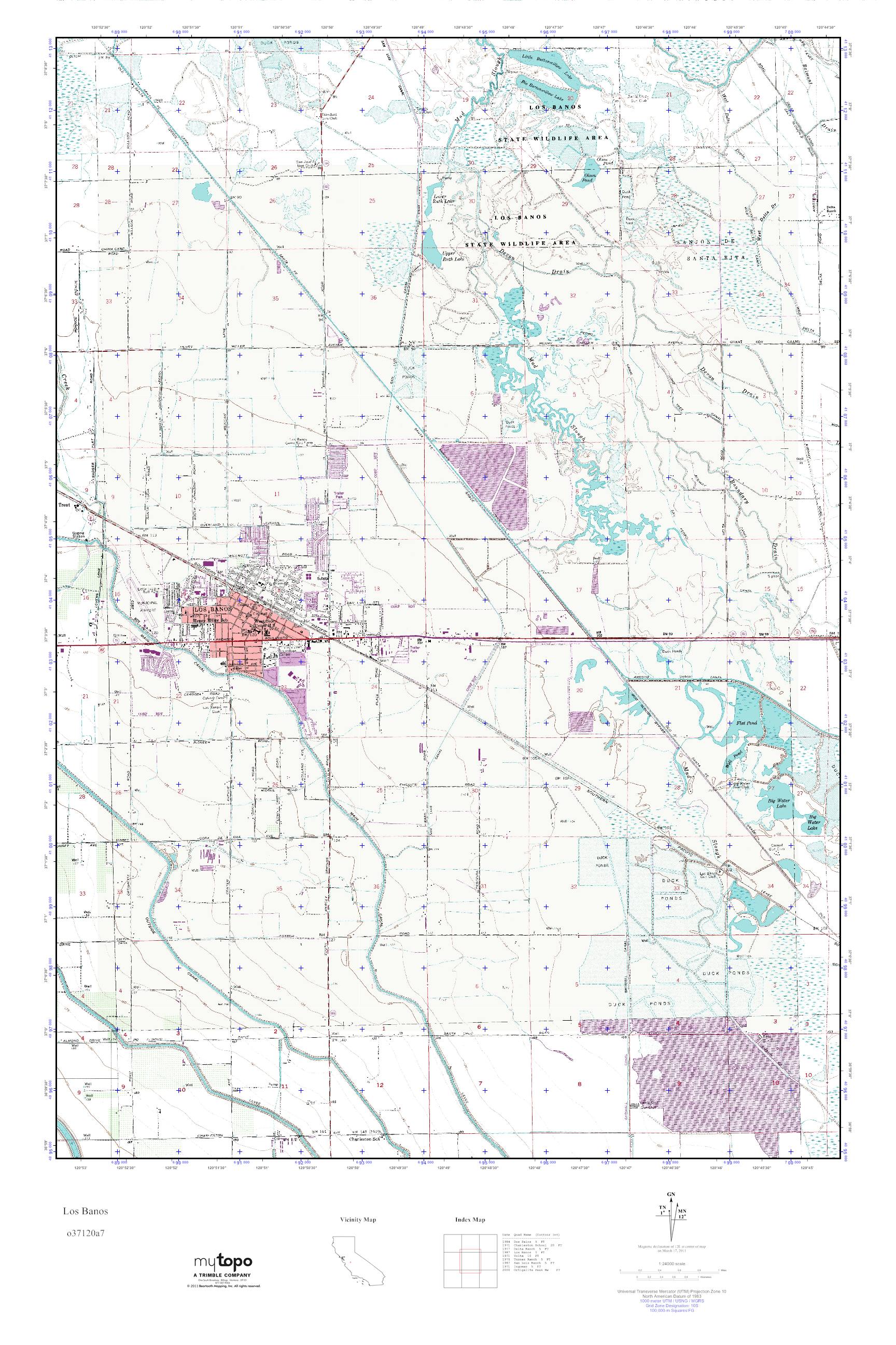 MyTopo Los Banos, California USGS Quad Topo Map