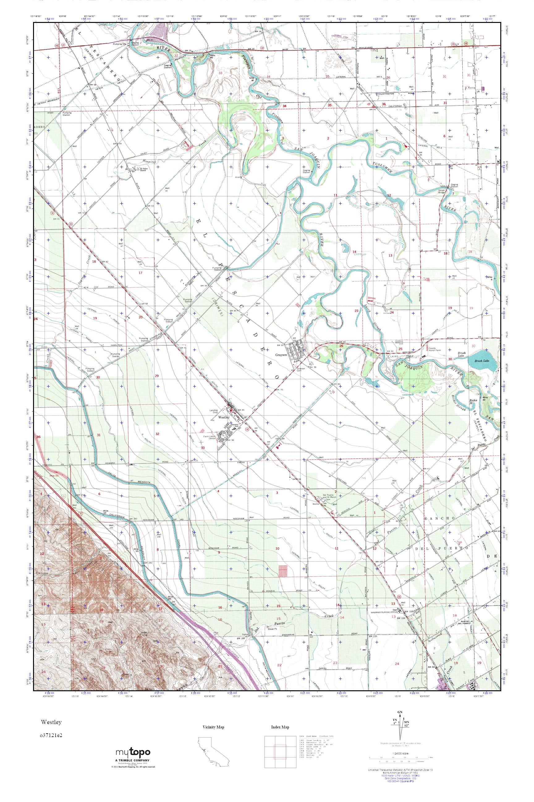 MyTopo Westley, California USGS Quad Topo Map