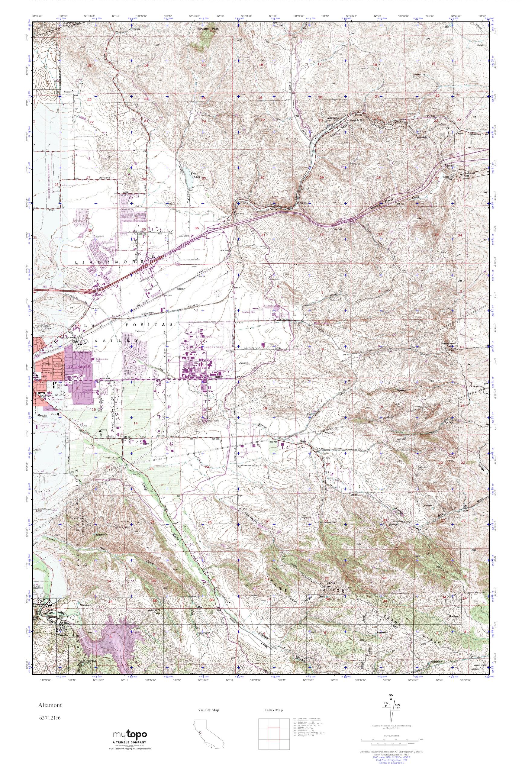 MyTopo Altamont, California USGS Quad Topo Map
