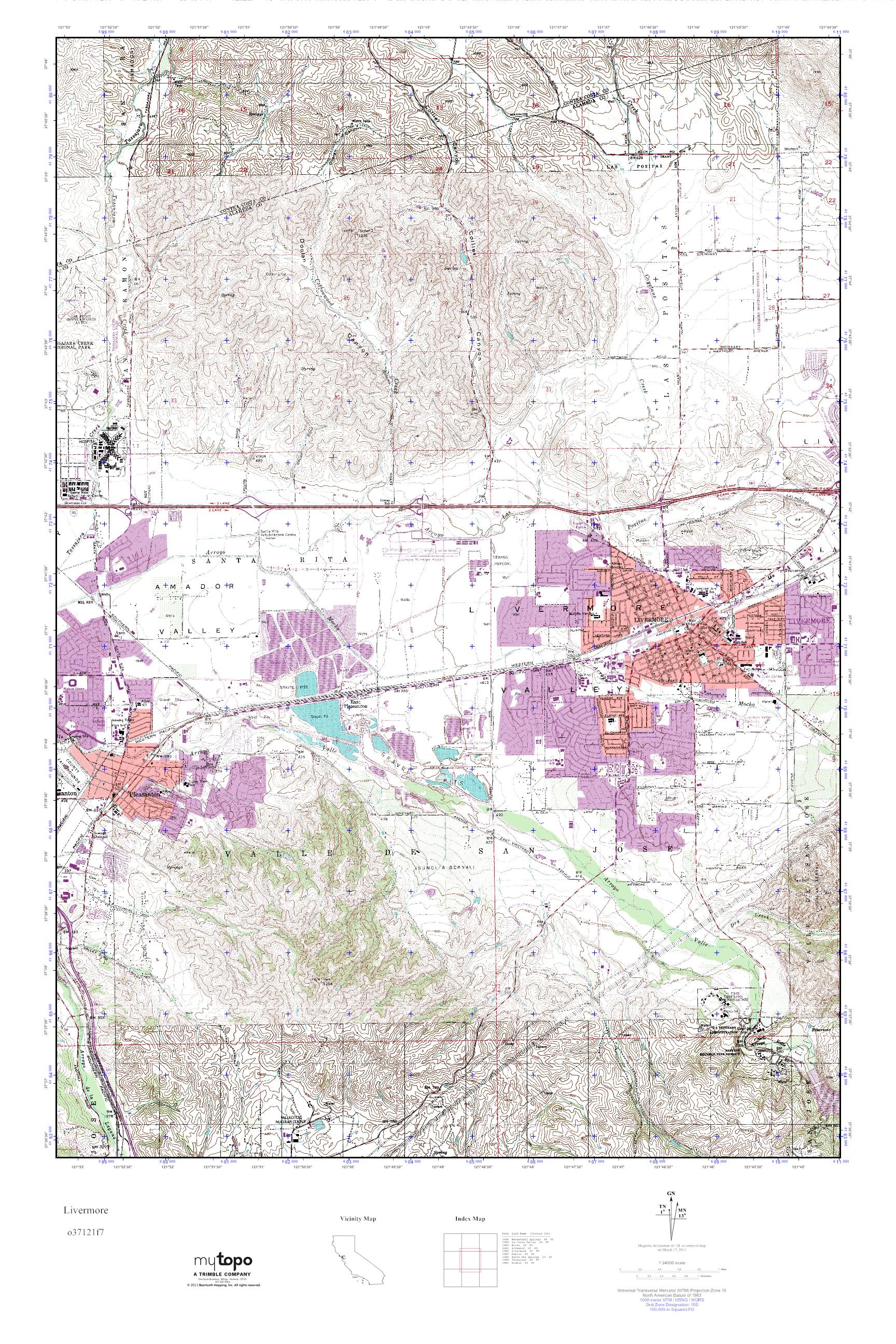 MyTopo Livermore, California USGS Quad Topo Map