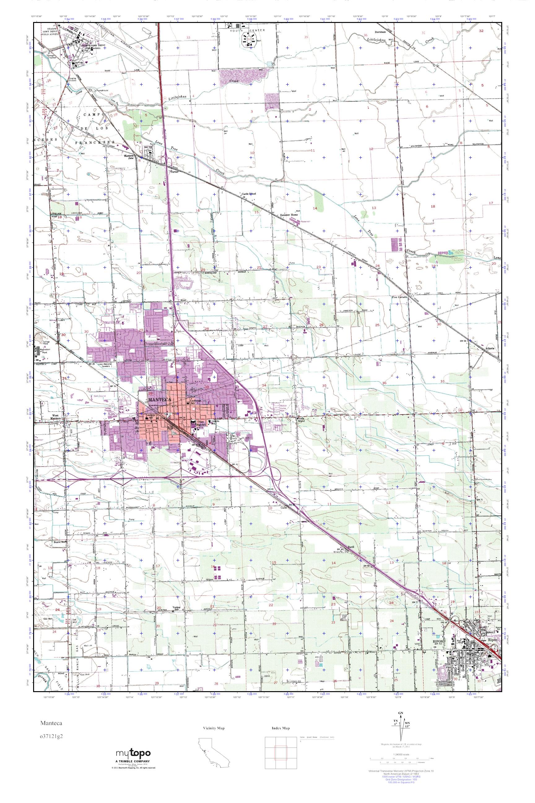 MyTopo Manteca, California USGS Quad Topo Map