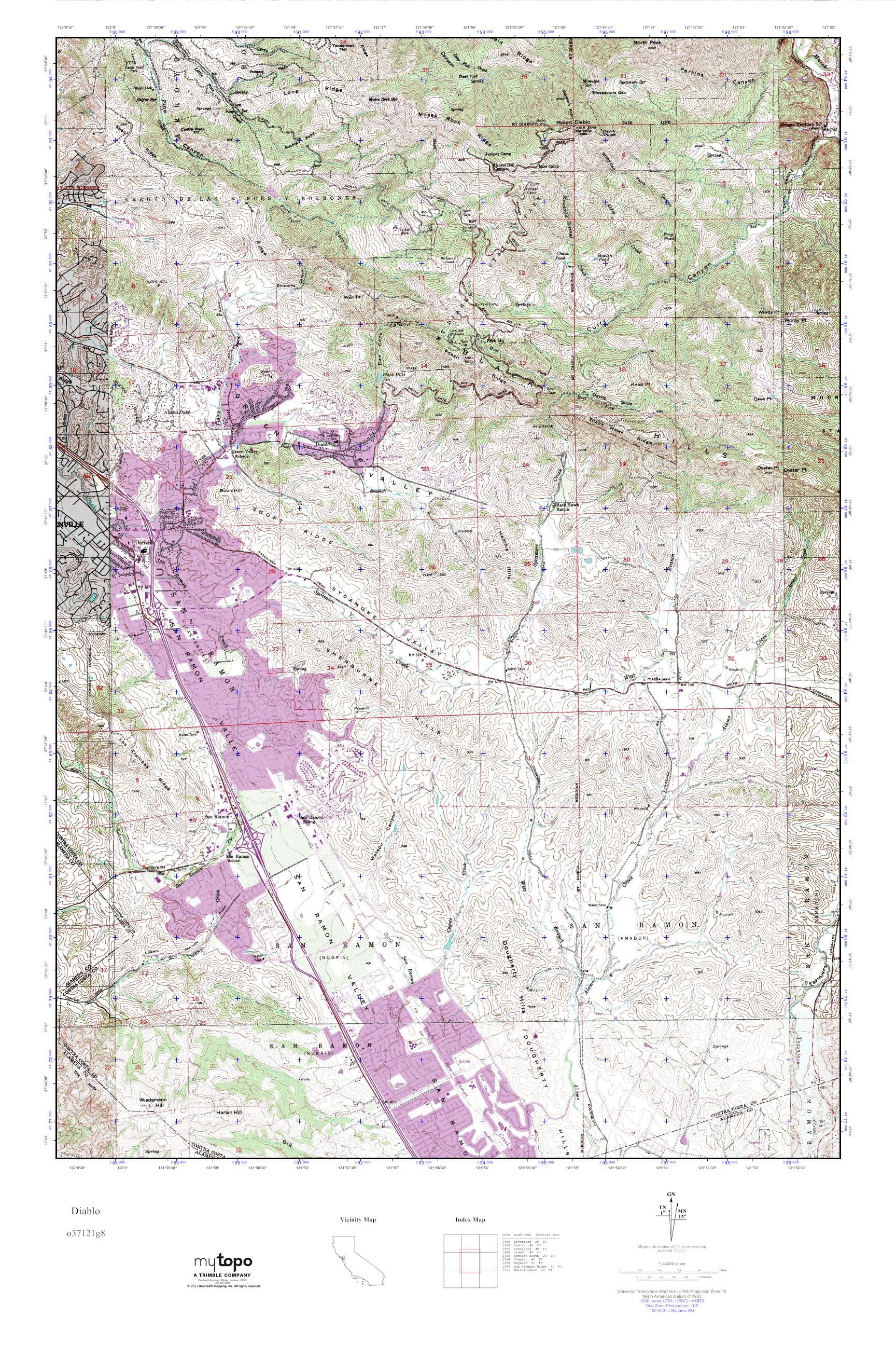 MyTopo Diablo, California USGS Quad Topo Map