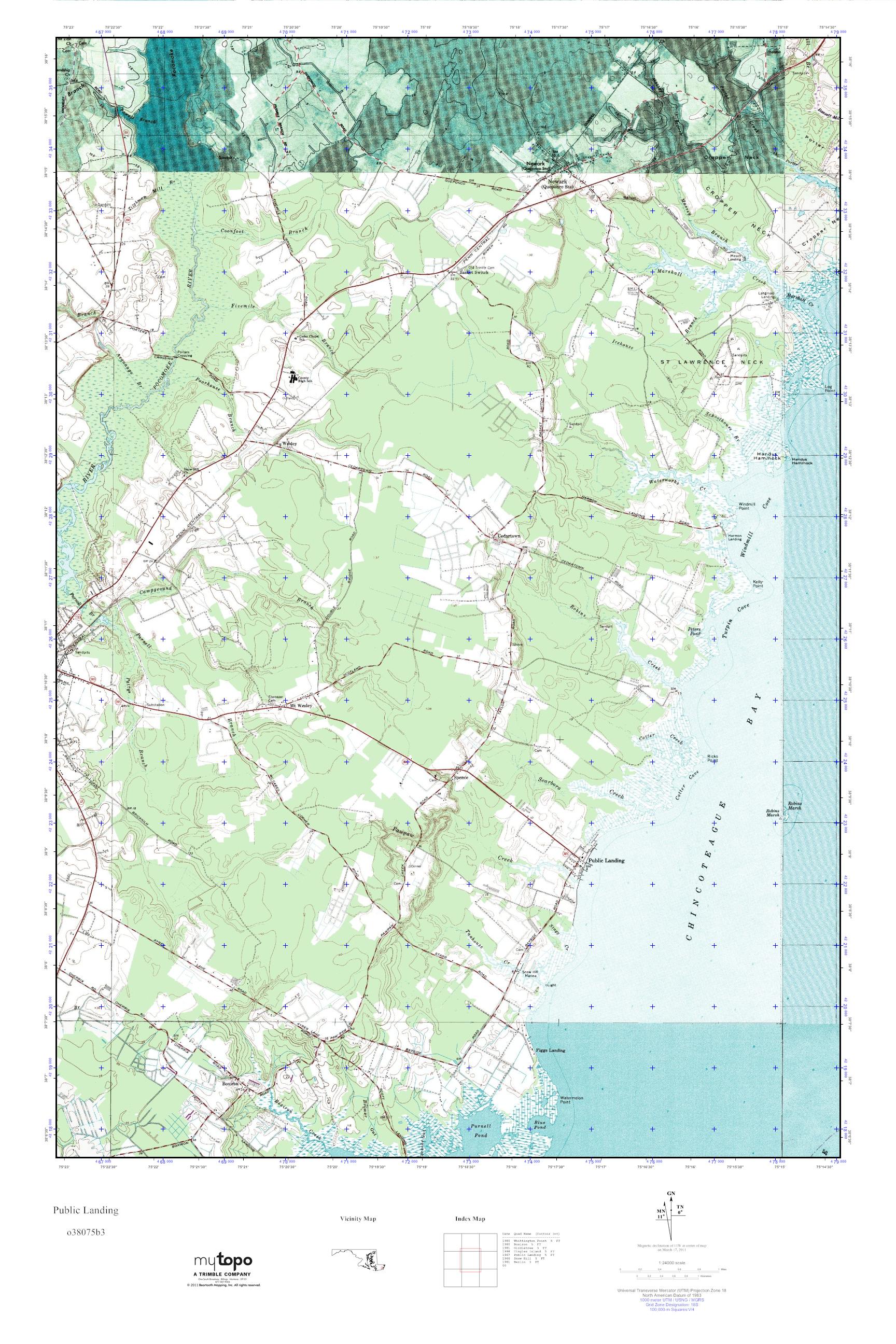 MyTopo Public Landing, Maryland USGS Quad Topo Map