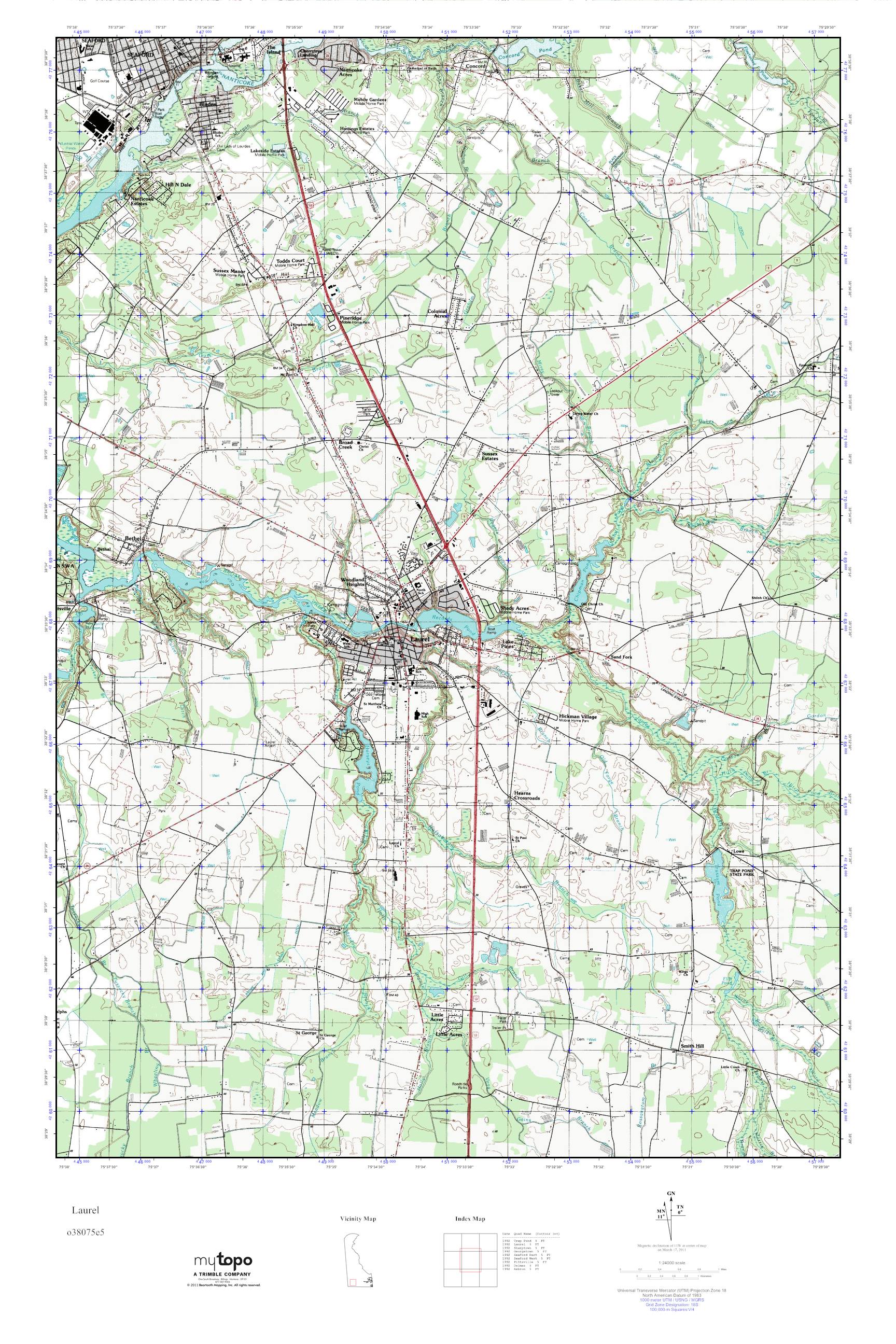 MyTopo Laurel, Delaware USGS Quad Topo Map