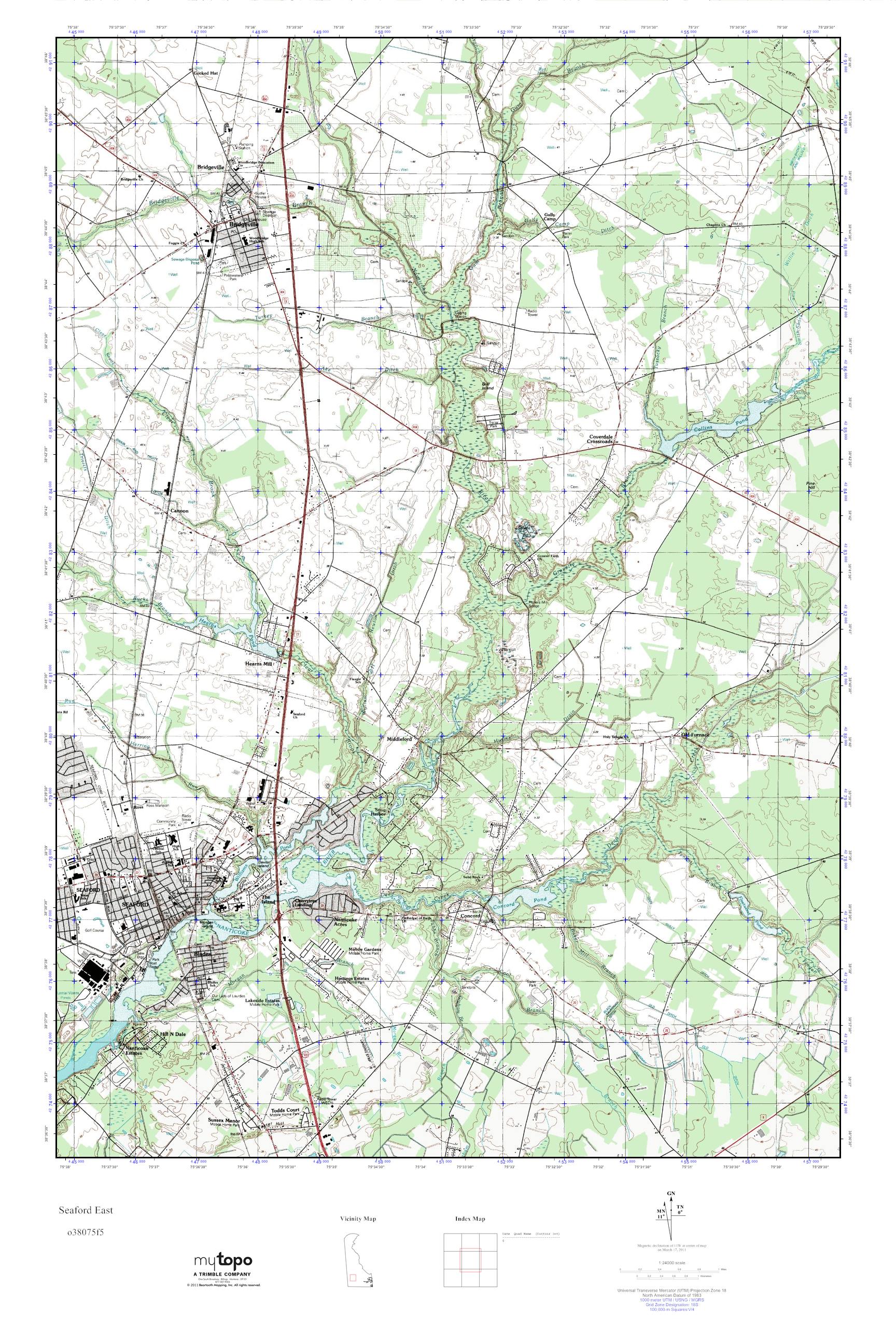 MyTopo Seaford East, Delaware USGS Quad Topo Map