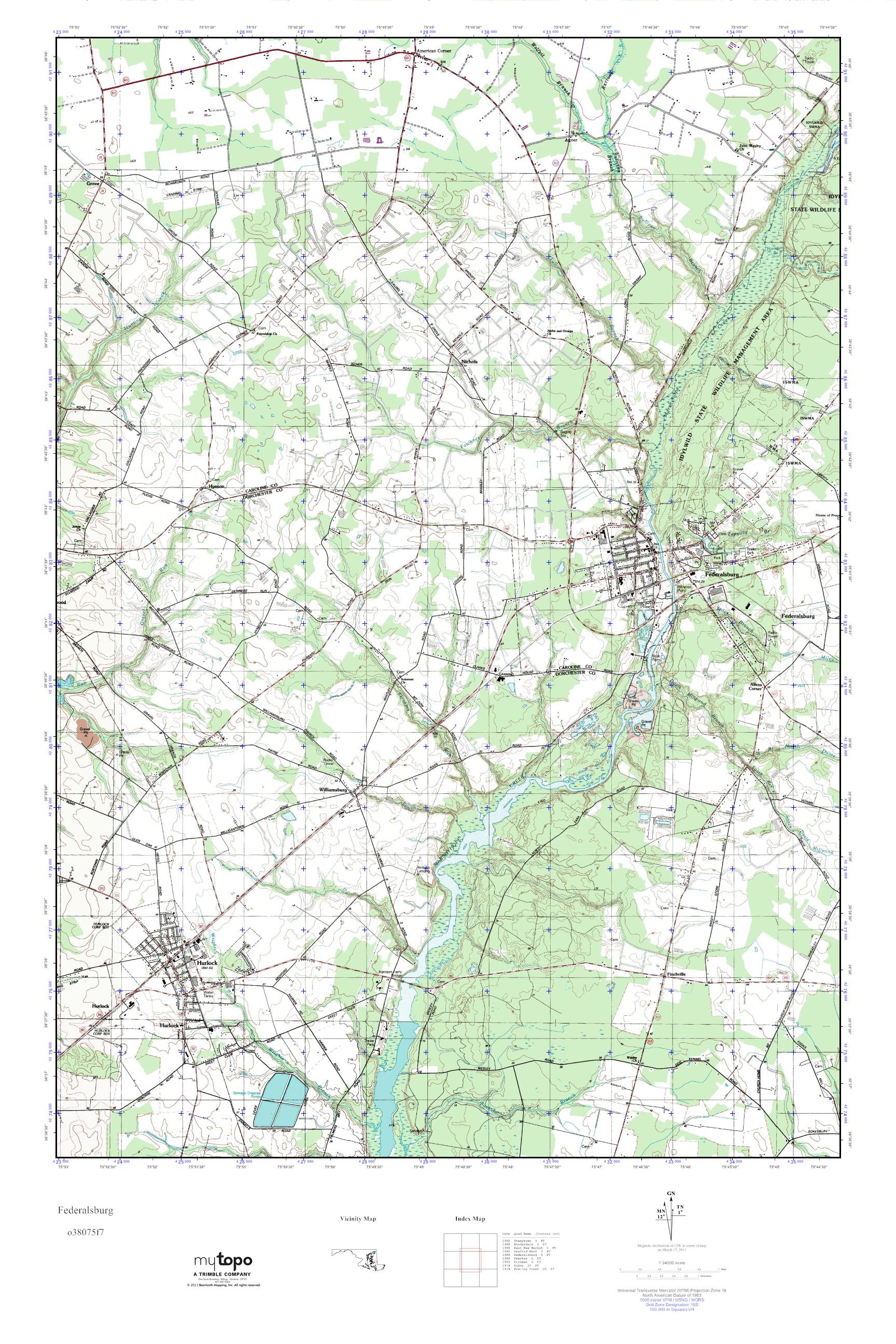 MyTopo Federalsburg, Maryland USGS Quad Topo Map