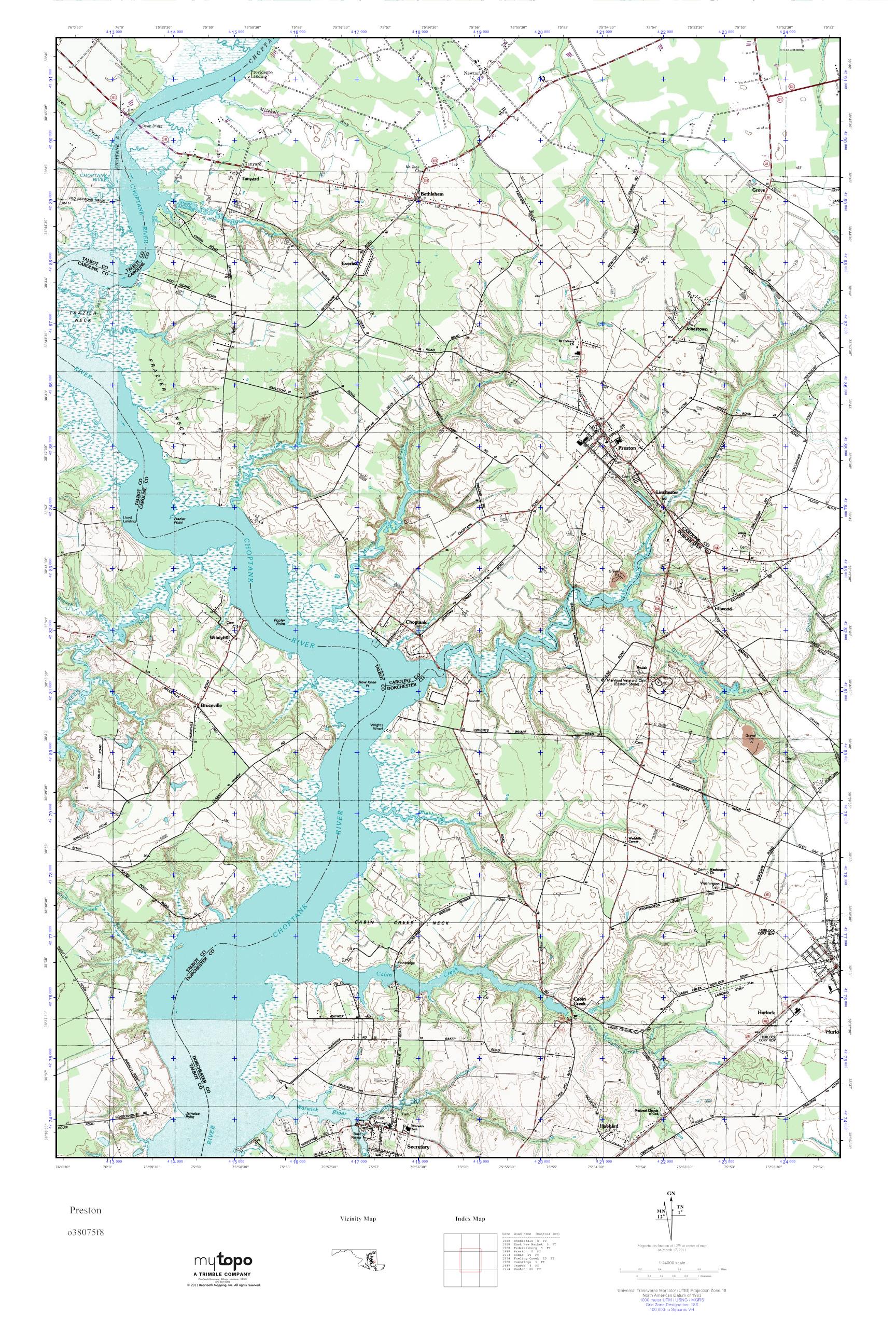 MyTopo Preston, Maryland USGS Quad Topo Map