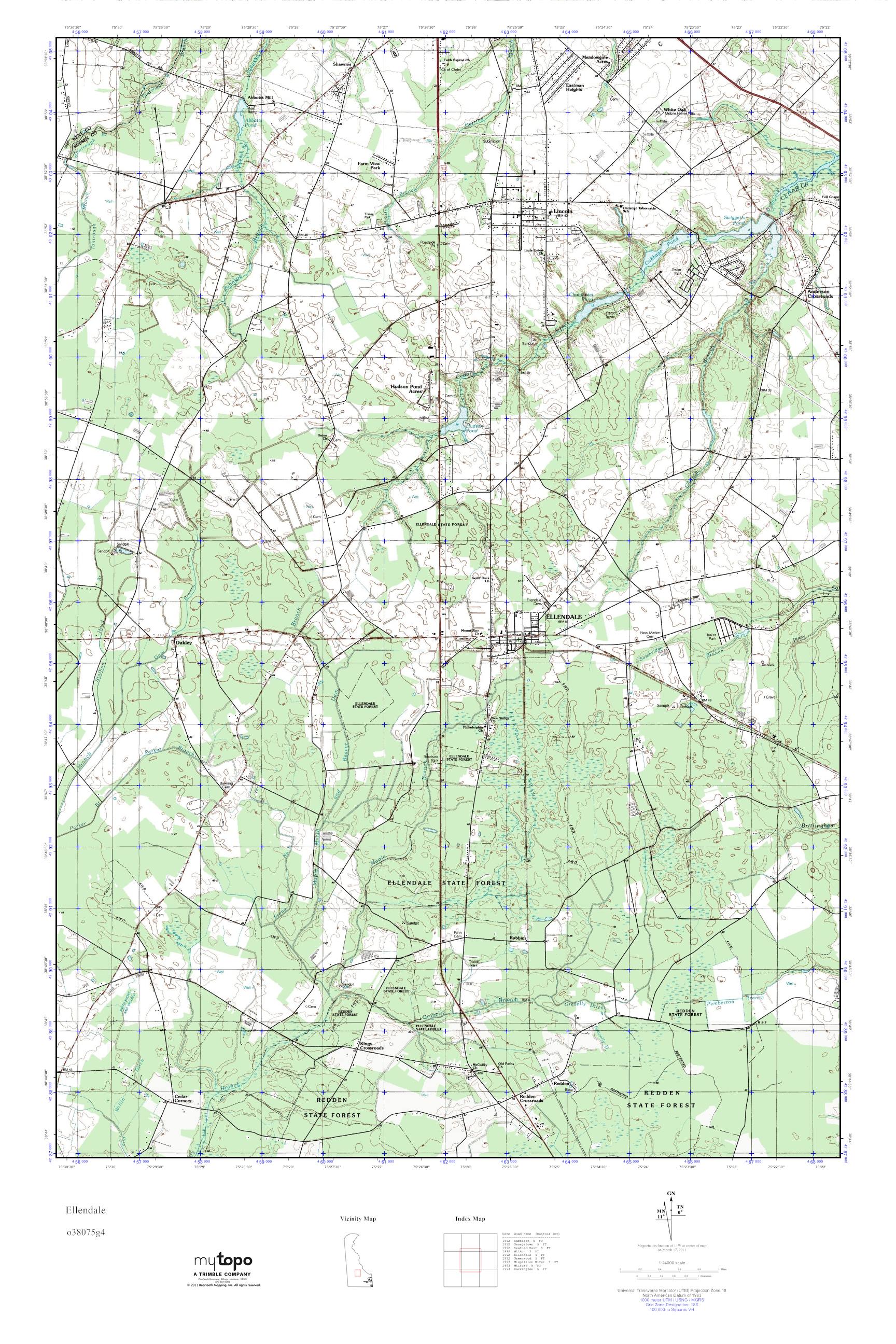 MyTopo Ellendale, Delaware USGS Quad Topo Map
