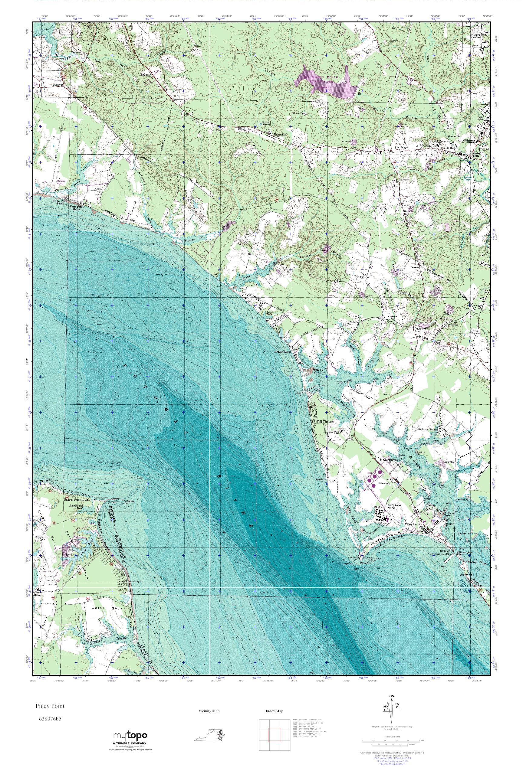 MyTopo Piney Point, Virginia USGS Quad Topo Map