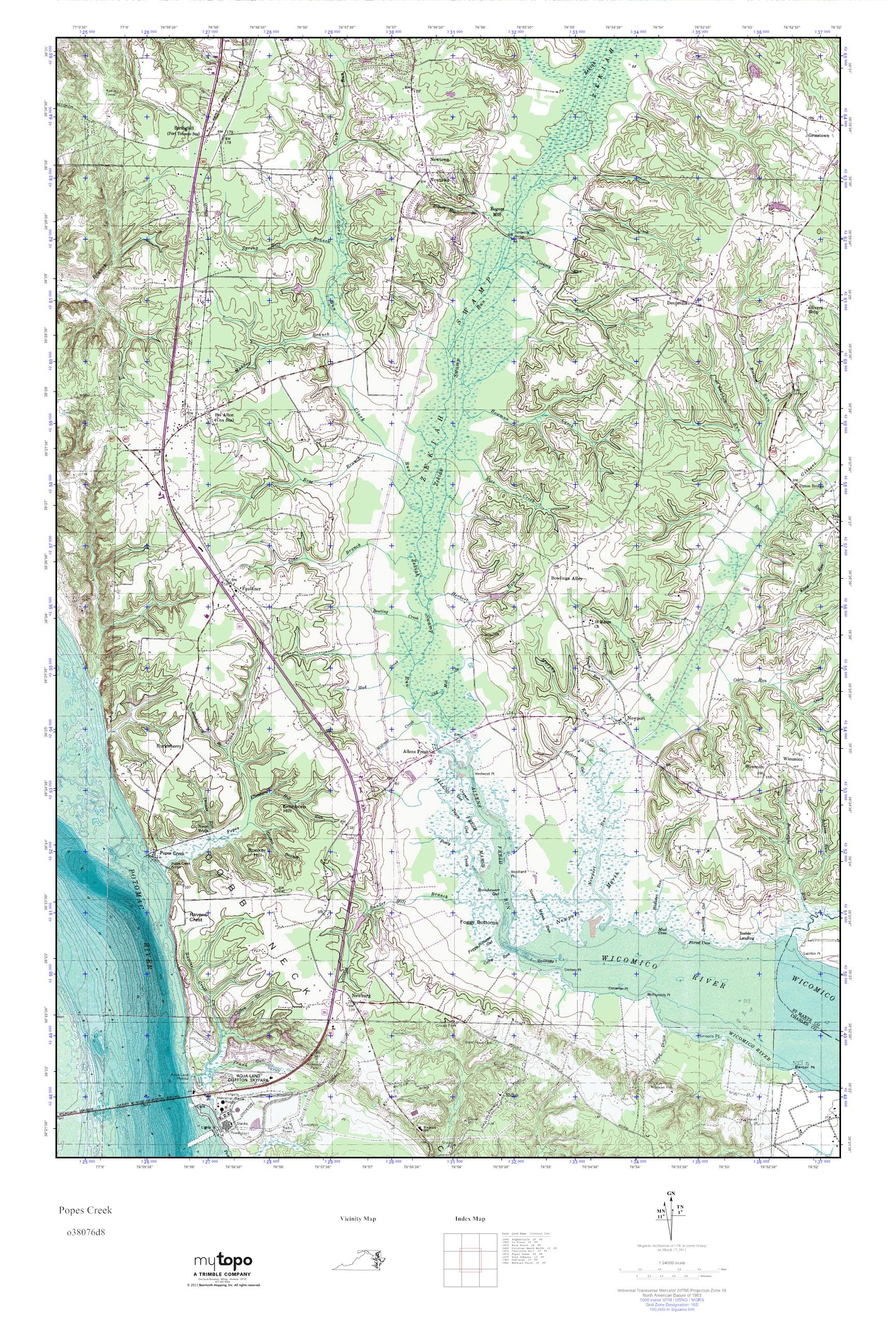 MyTopo Popes Creek, Maryland USGS Quad Topo Map