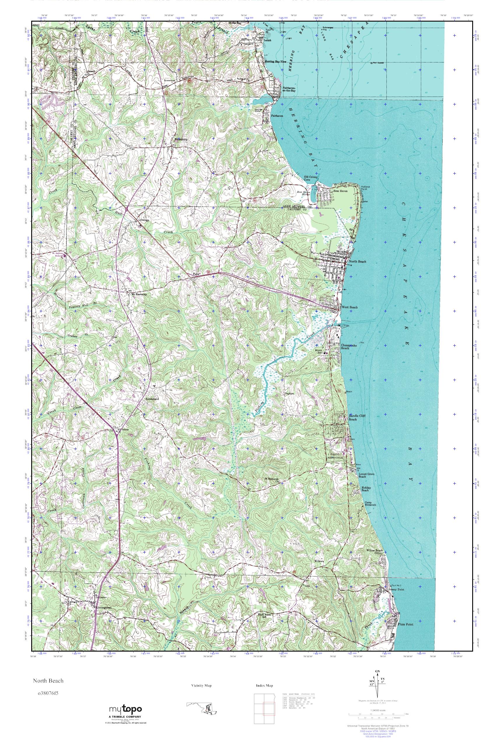 MyTopo North Beach, Maryland USGS Quad Topo Map