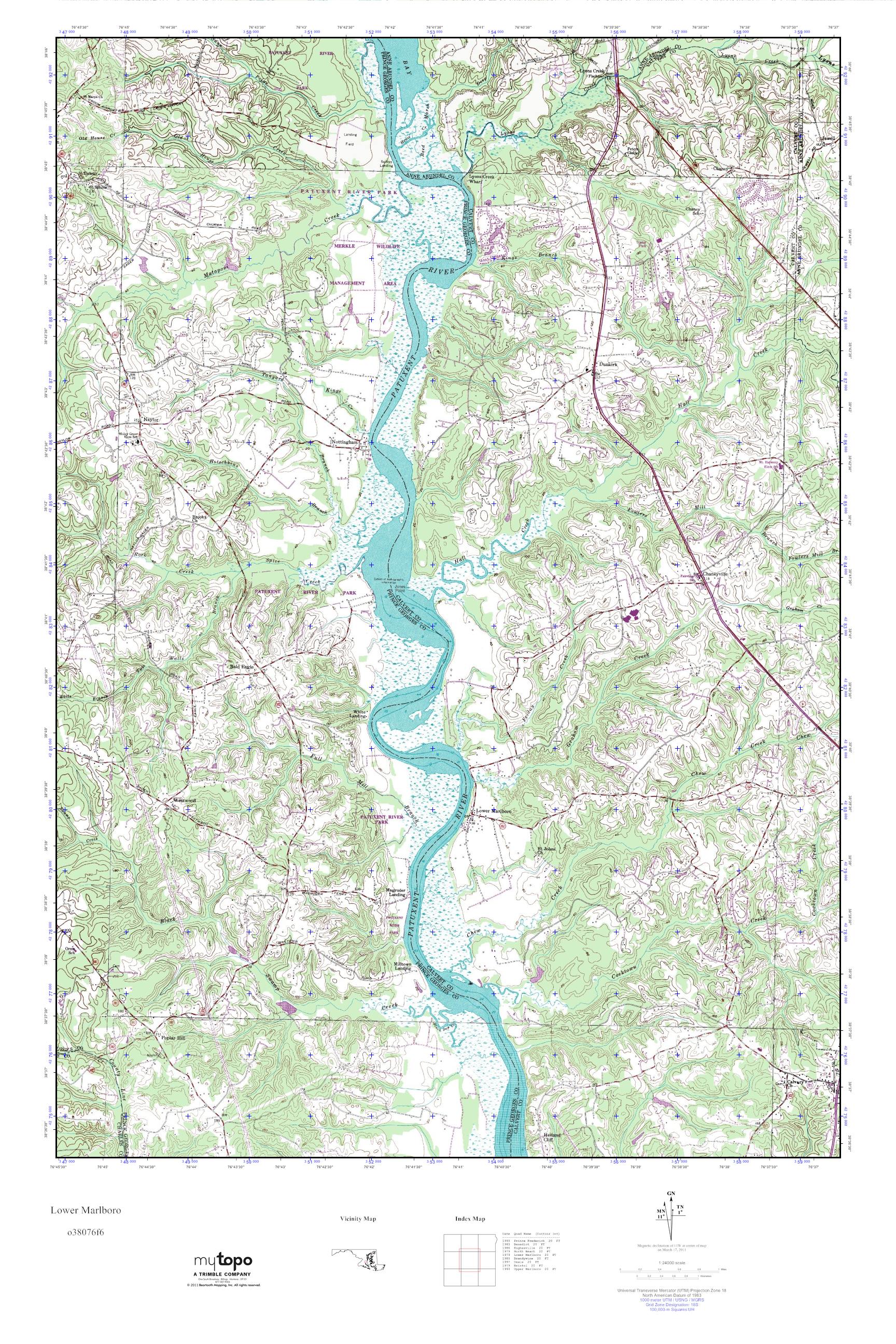 MyTopo Lower Marlboro, Maryland USGS Quad Topo Map