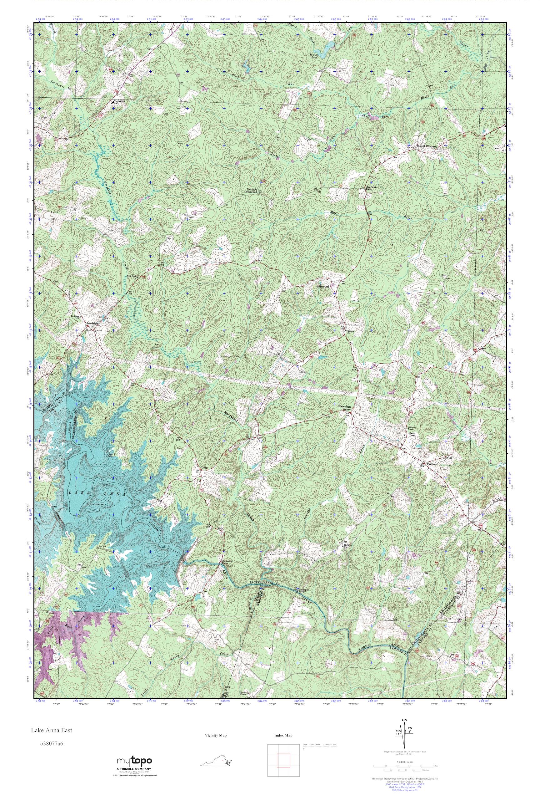MyTopo Lake Anna East, Virginia USGS Quad Topo Map