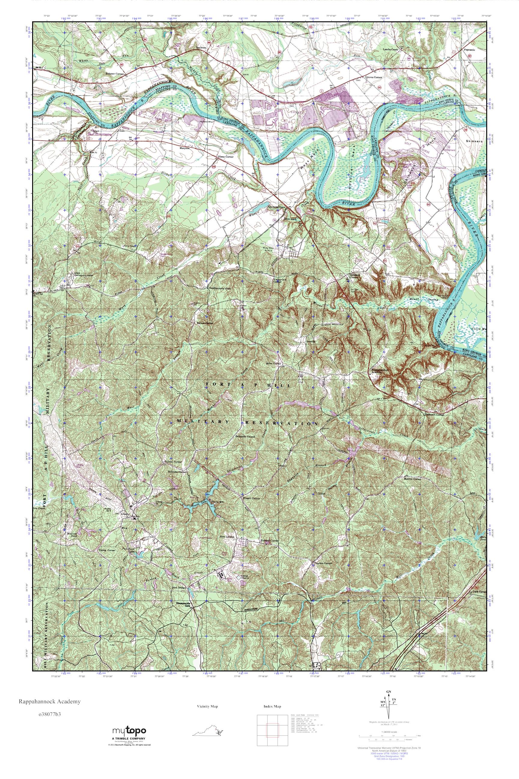 MyTopo Rappahannock Academy, Virginia USGS Quad Topo Map