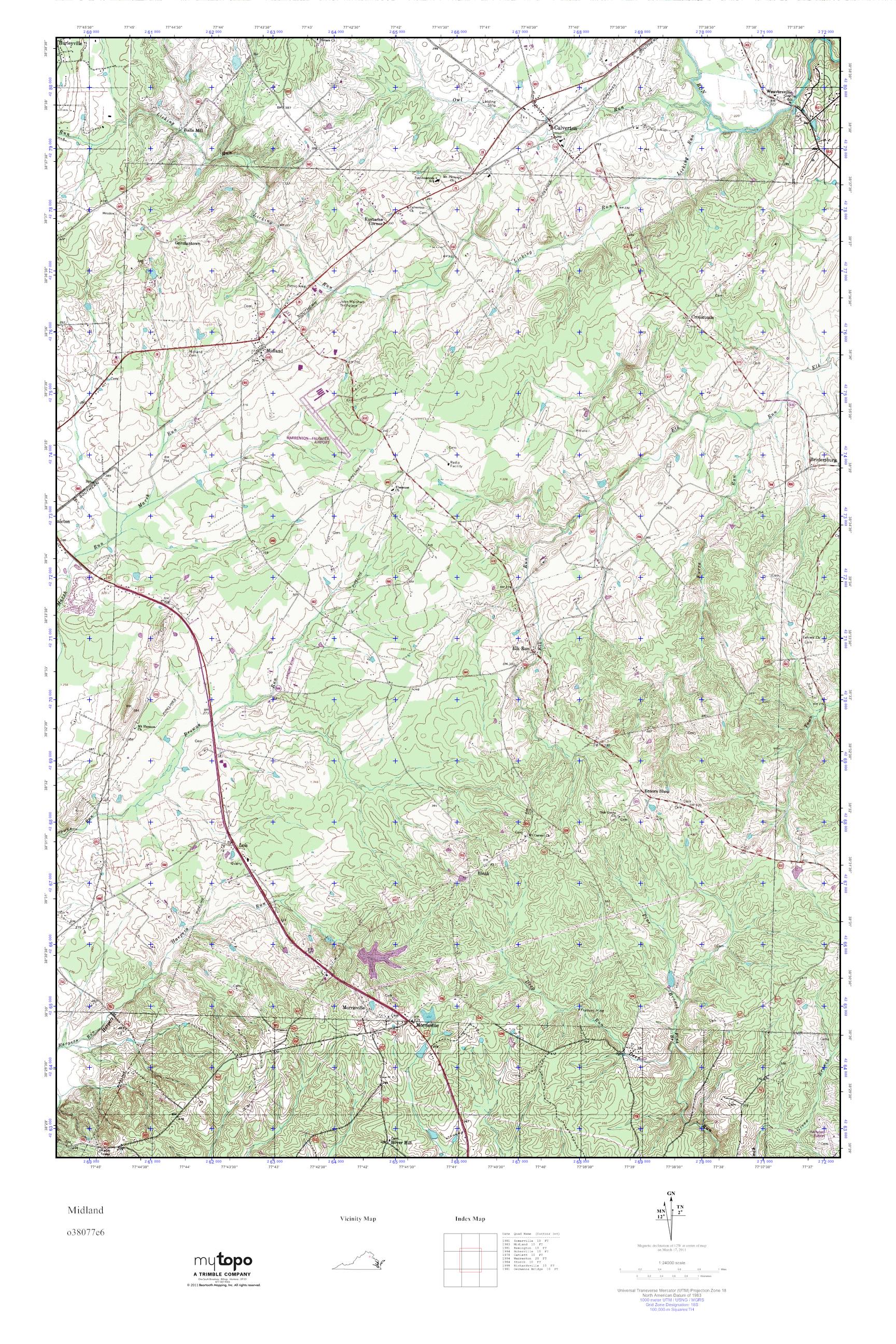 MyTopo Midland, Virginia USGS Quad Topo Map