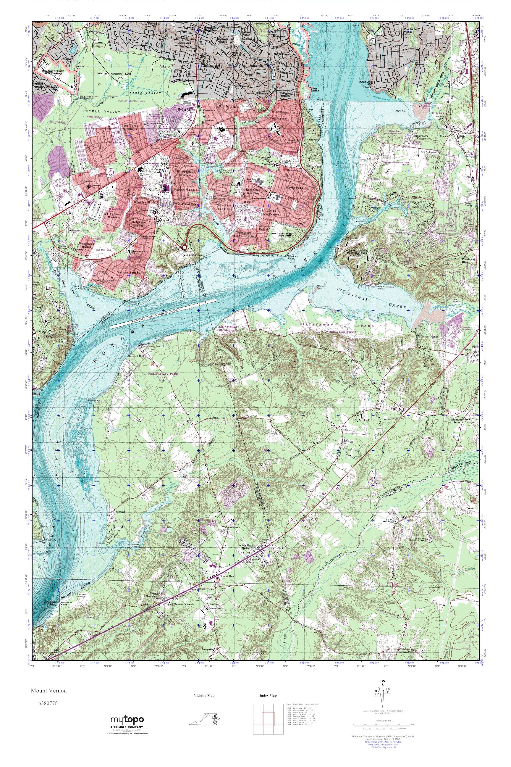 MyTopo Mount Vernon, Virginia USGS Quad Topo Map