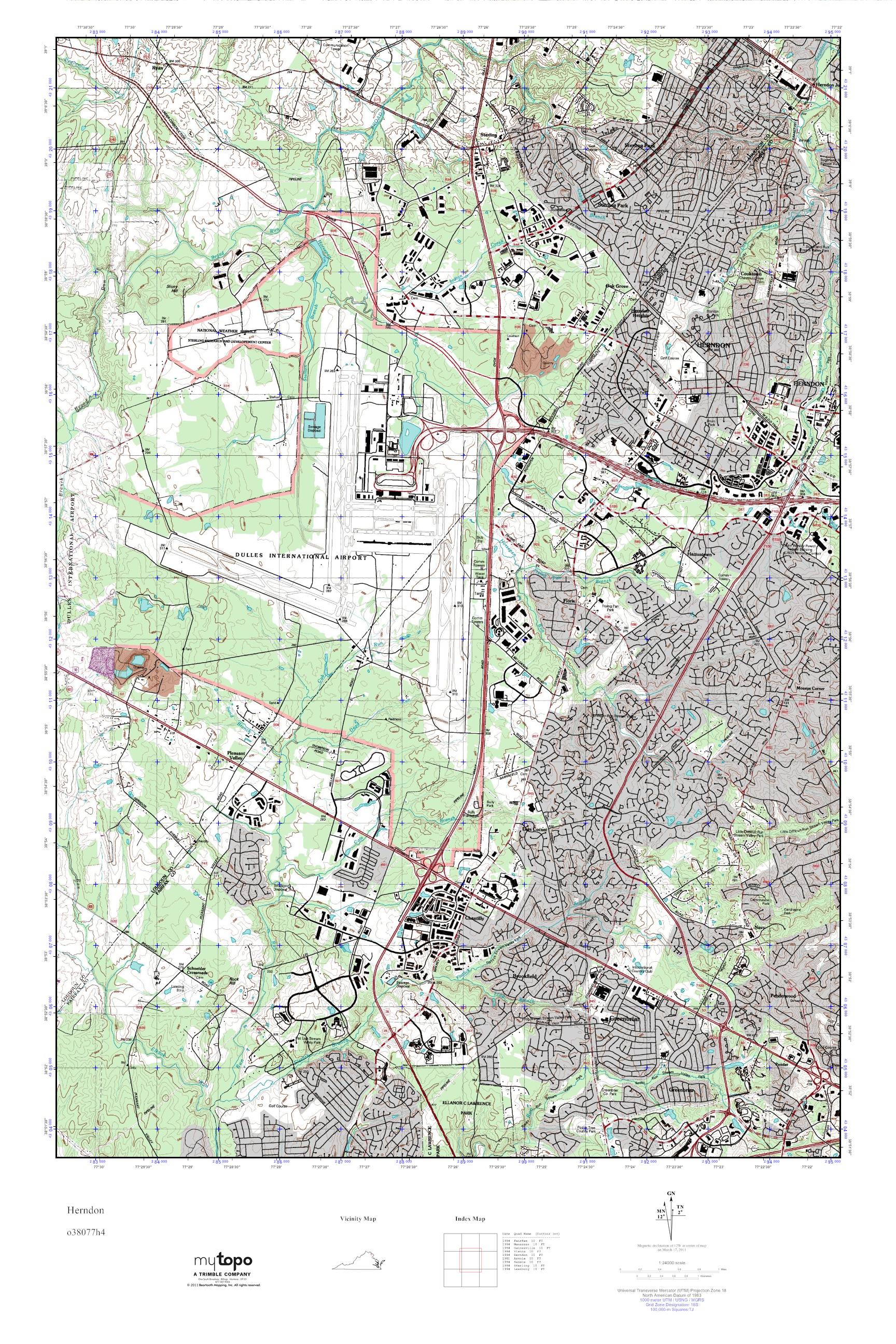 MyTopo Herndon, Virginia USGS Quad Topo Map